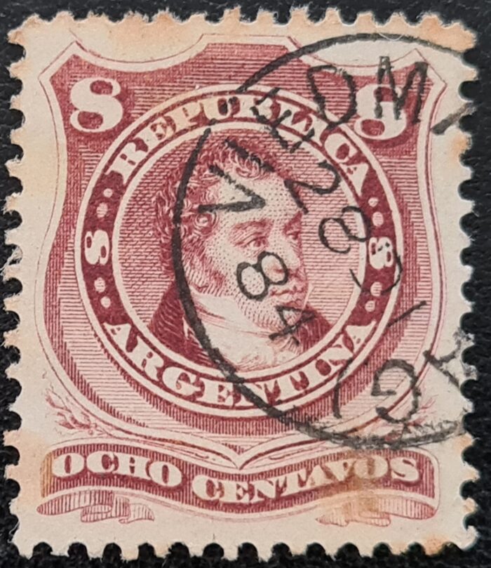 Argentina 1876 'Raul' SG40 8c. lake used