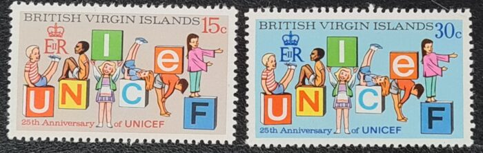 British Virgin Island 1971 '25th Anniversary of UNICEF' SG267/8 Mounted Mint