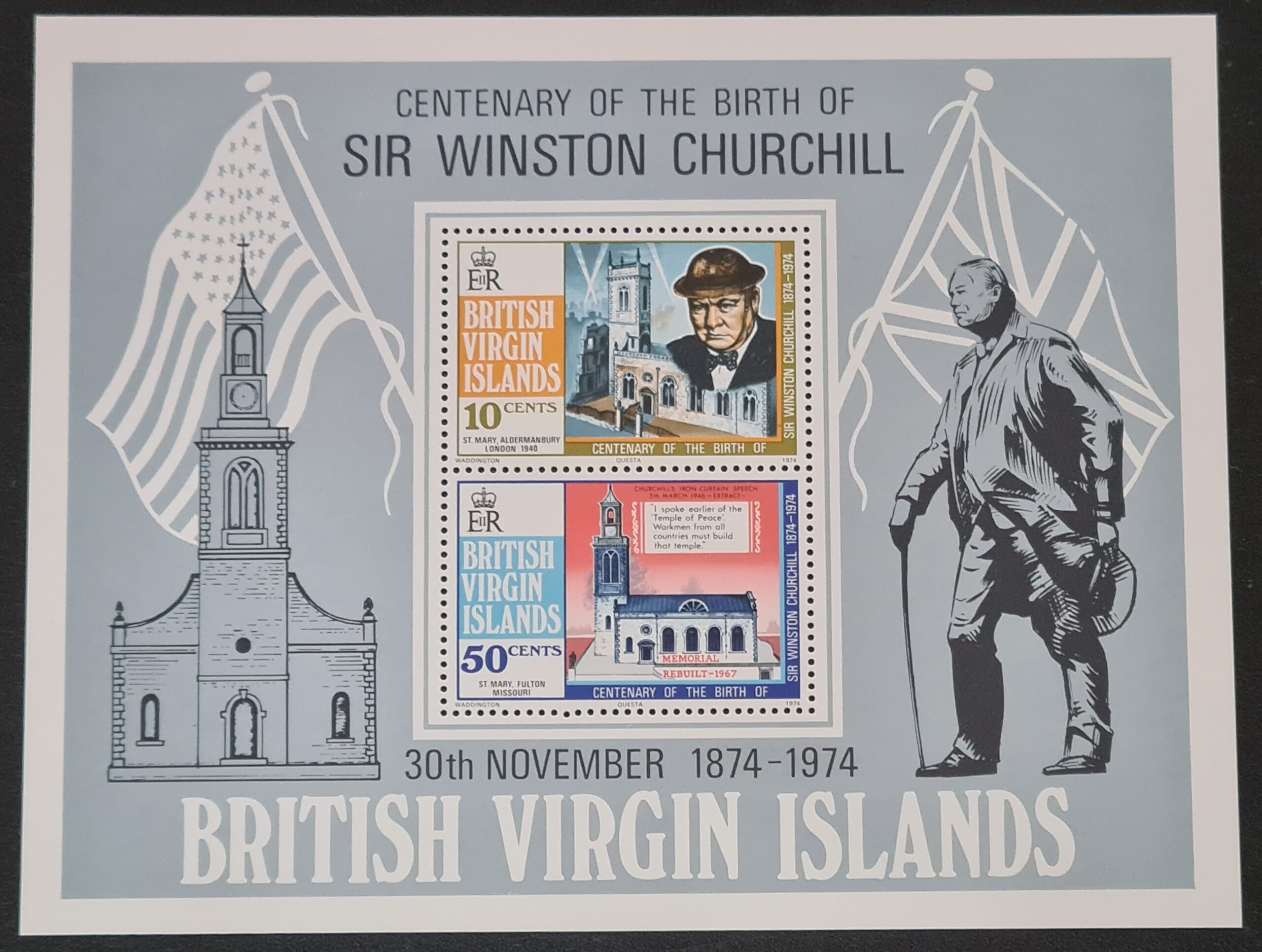 British Virgin Islands 1974 MS324 Sir Winston Churchill Birth Centenary MNH