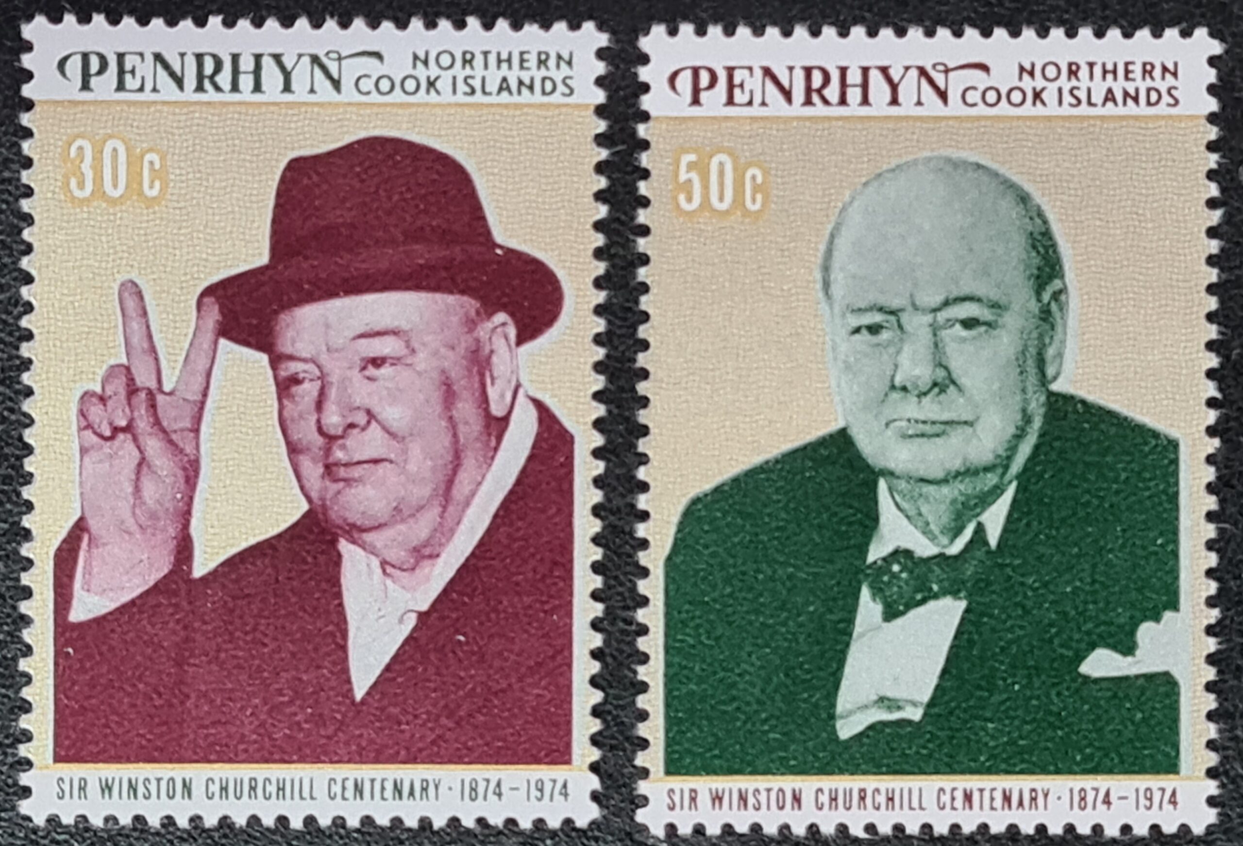 Penrhyn Cook Islands 1974 'Churchill' Set of 2 MNH