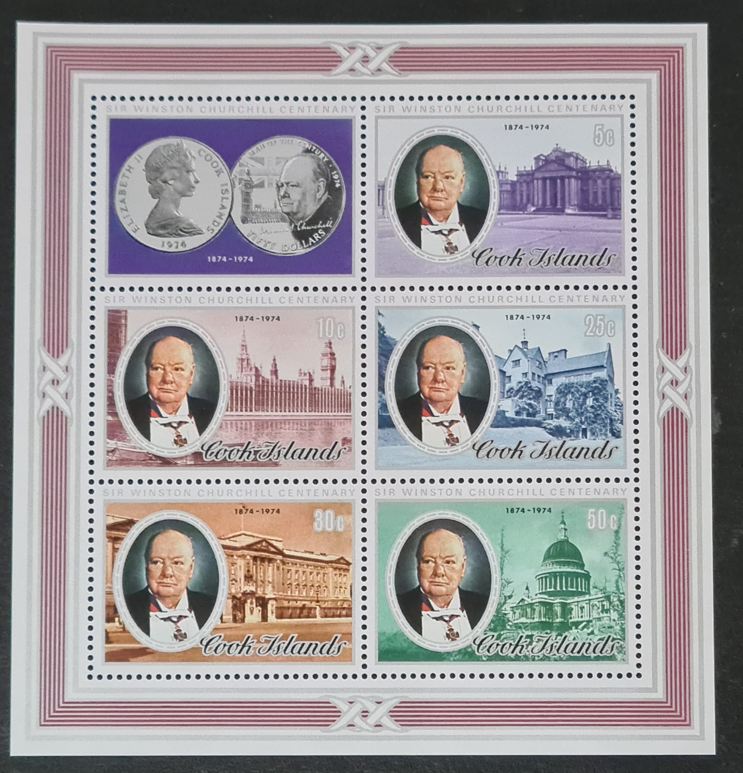 COOK ISLANDS 1974 'WINSTON CHURCHILL BIRTH CENTENARY' MS511 MNH