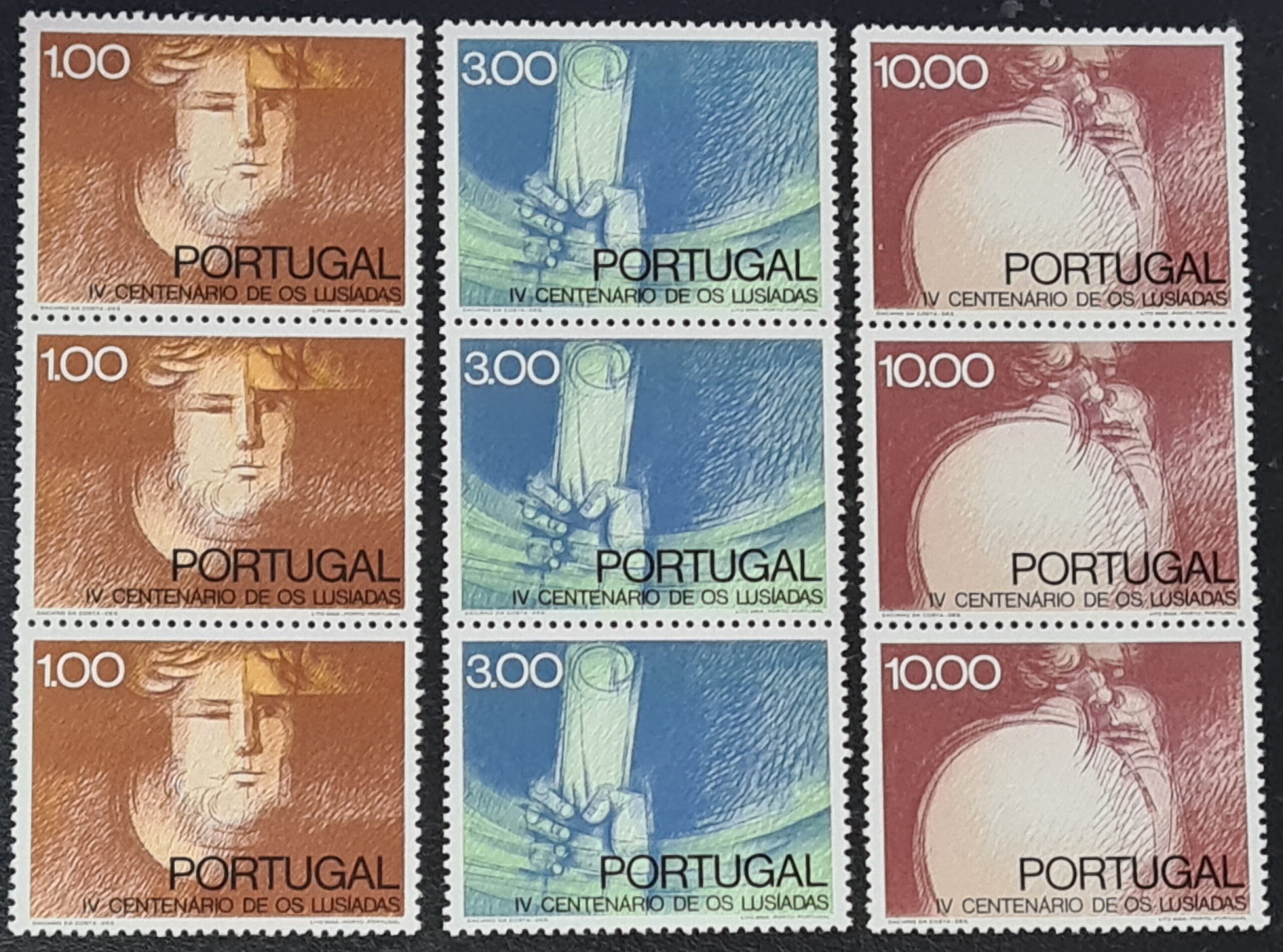 Portugal 1972 'Lusiads' SG1493-1495 Set of 3 Strips of 3 MNH