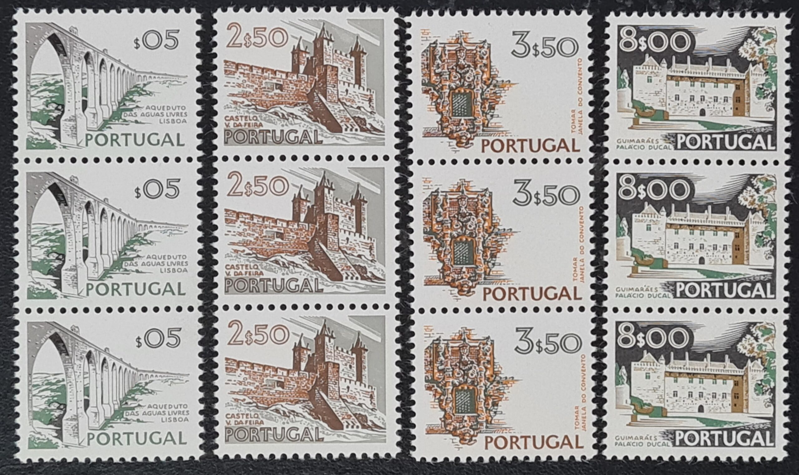 Portugal 1972 'Buildings & Views' SG1442/57 Part Set of 4 Strips (3) MNH