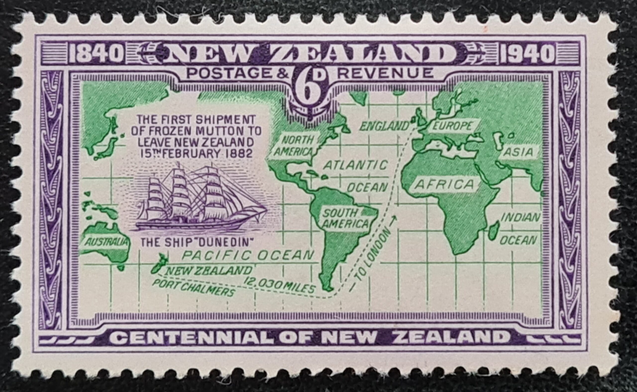 New Zealand 1940 SG621 6d. emerald gr. & violet M/M