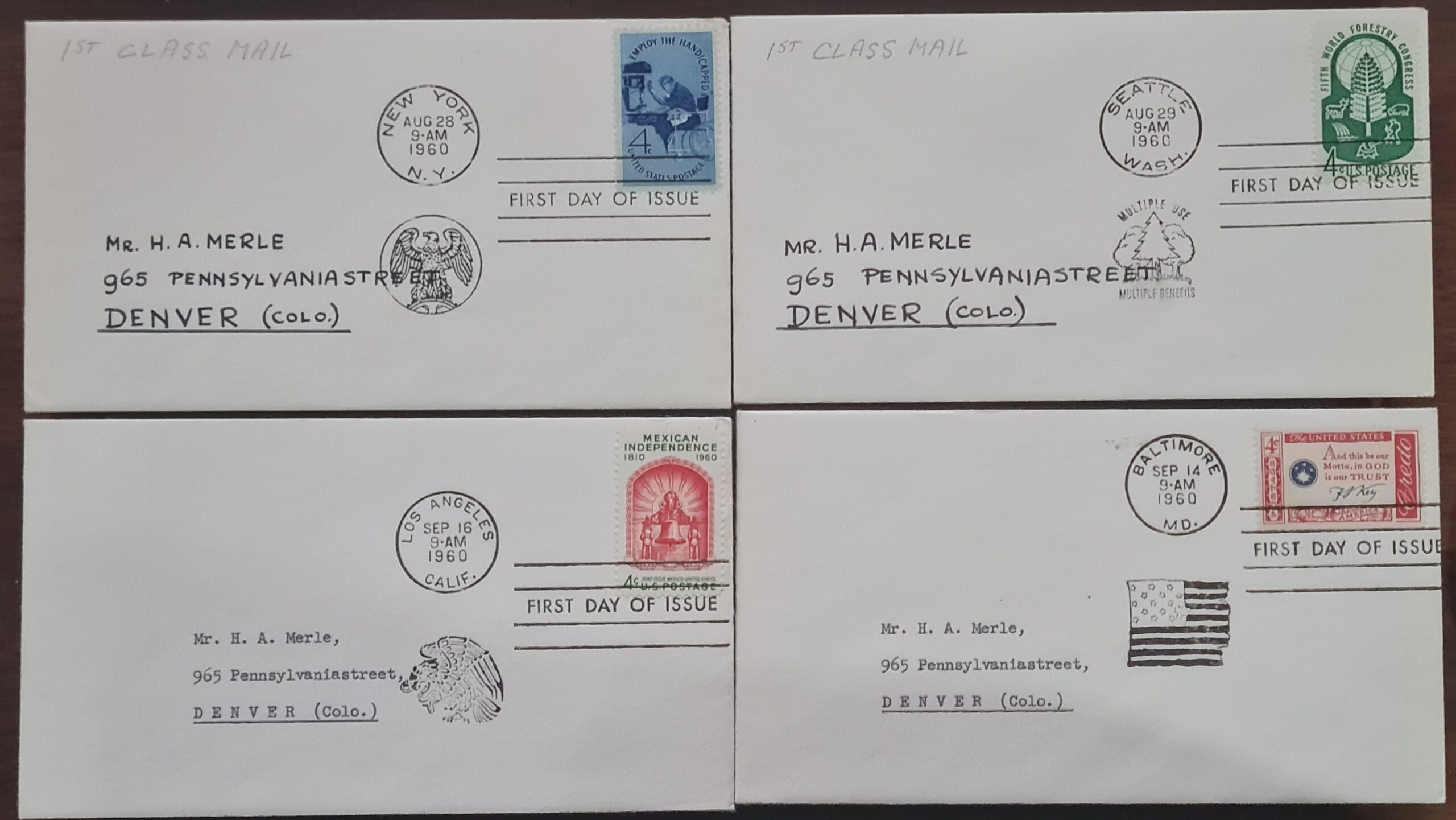 United States 1960 First Day of Issue Covers