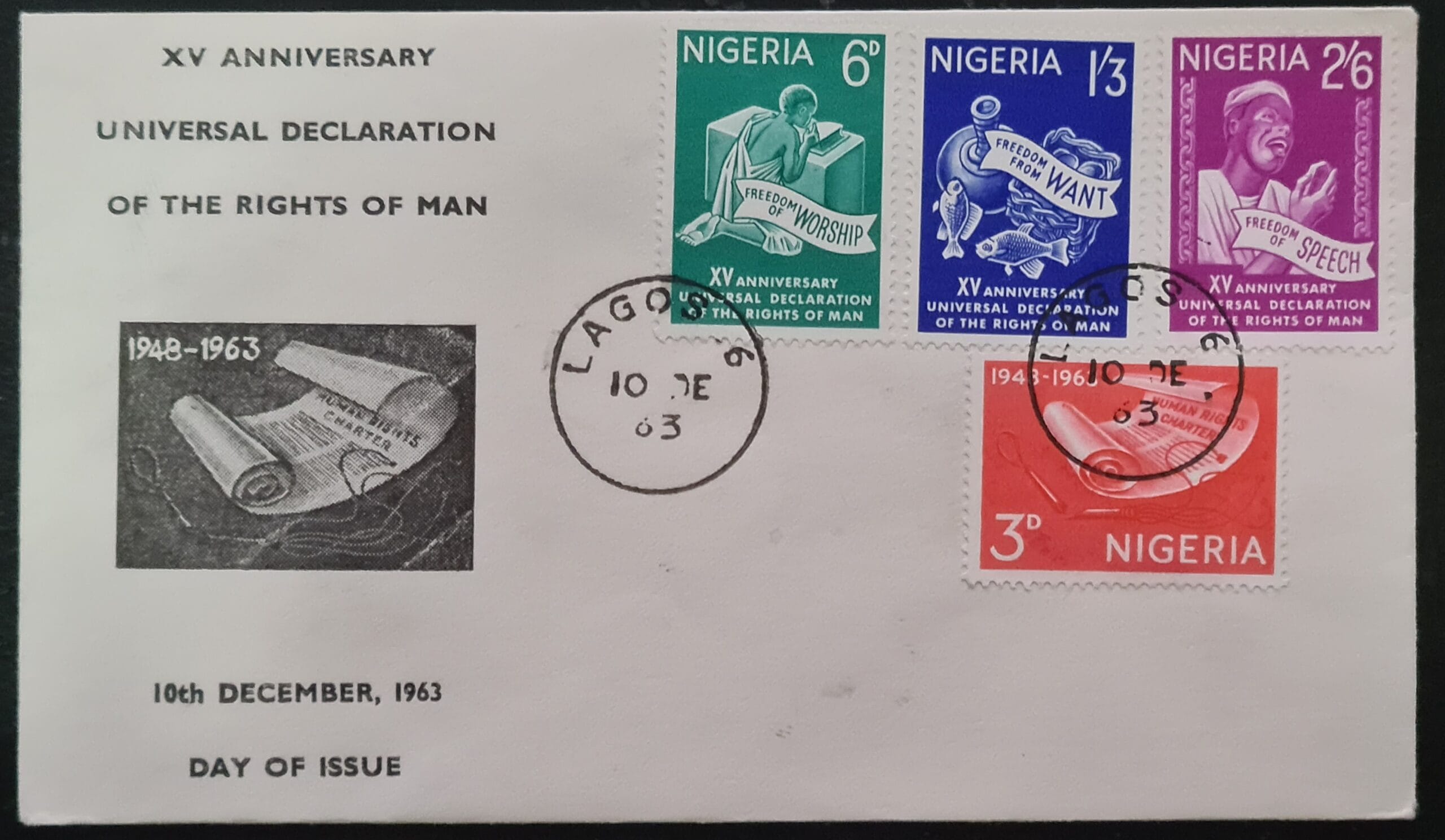Nigeria 1963 'Human Rights' FDC 10/12/1963 LOGOS