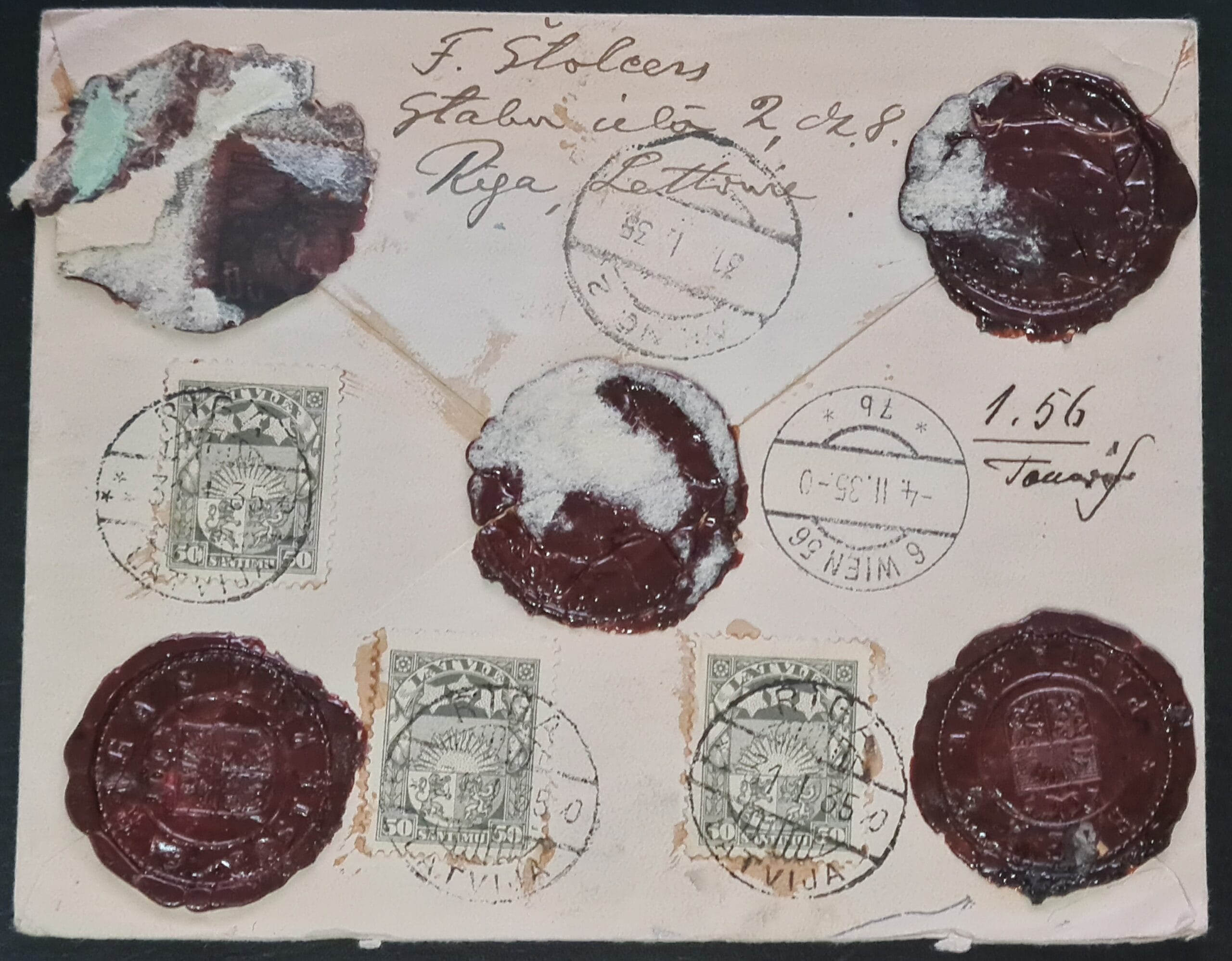 Latvia 1935 Cover Riga - Wien 31/1/1935