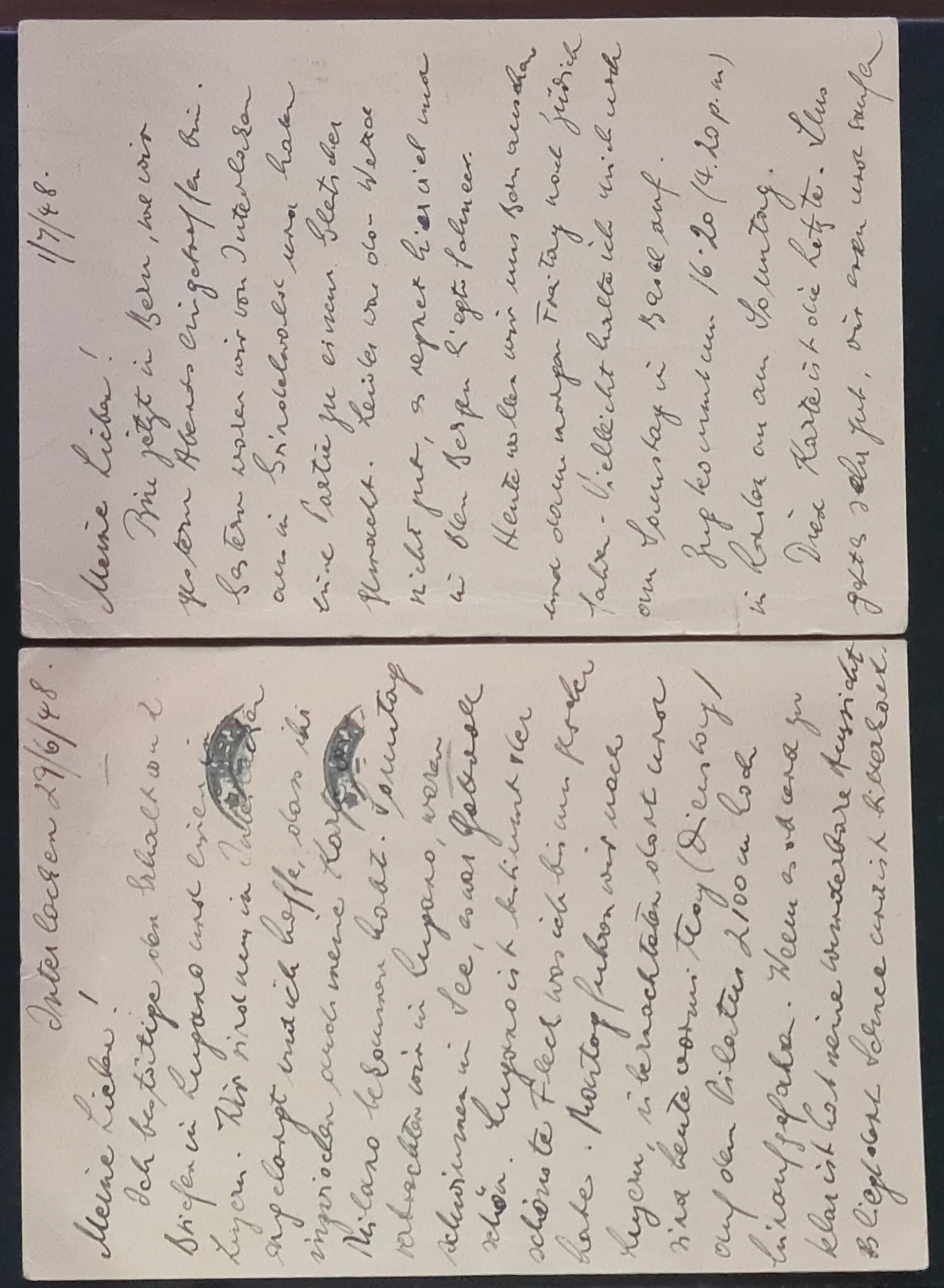 Switzerland 1948 2x Post Cards to London - Image 2