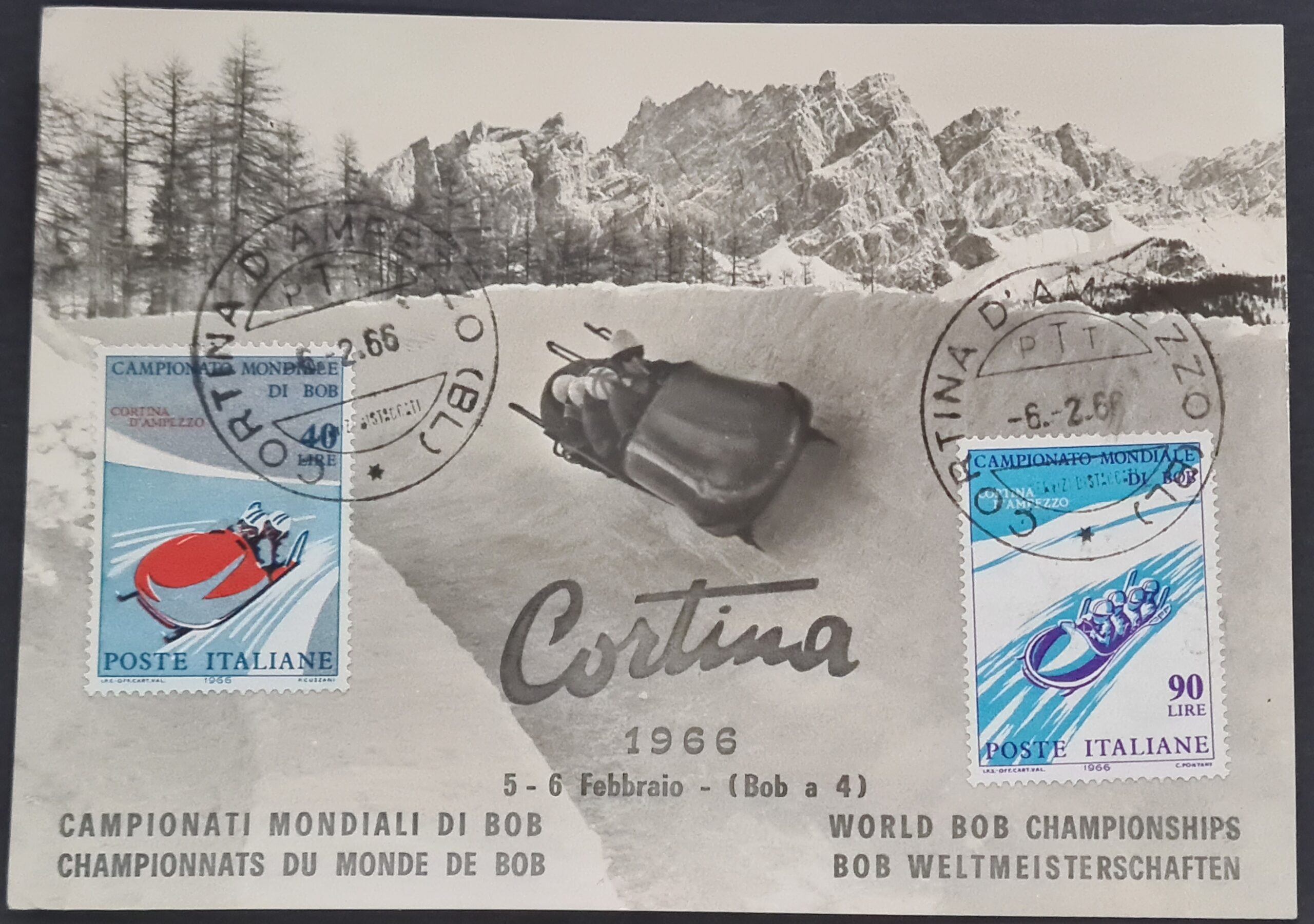 ITALY 1966 'CORTINA-World BOB Championships' Post Card