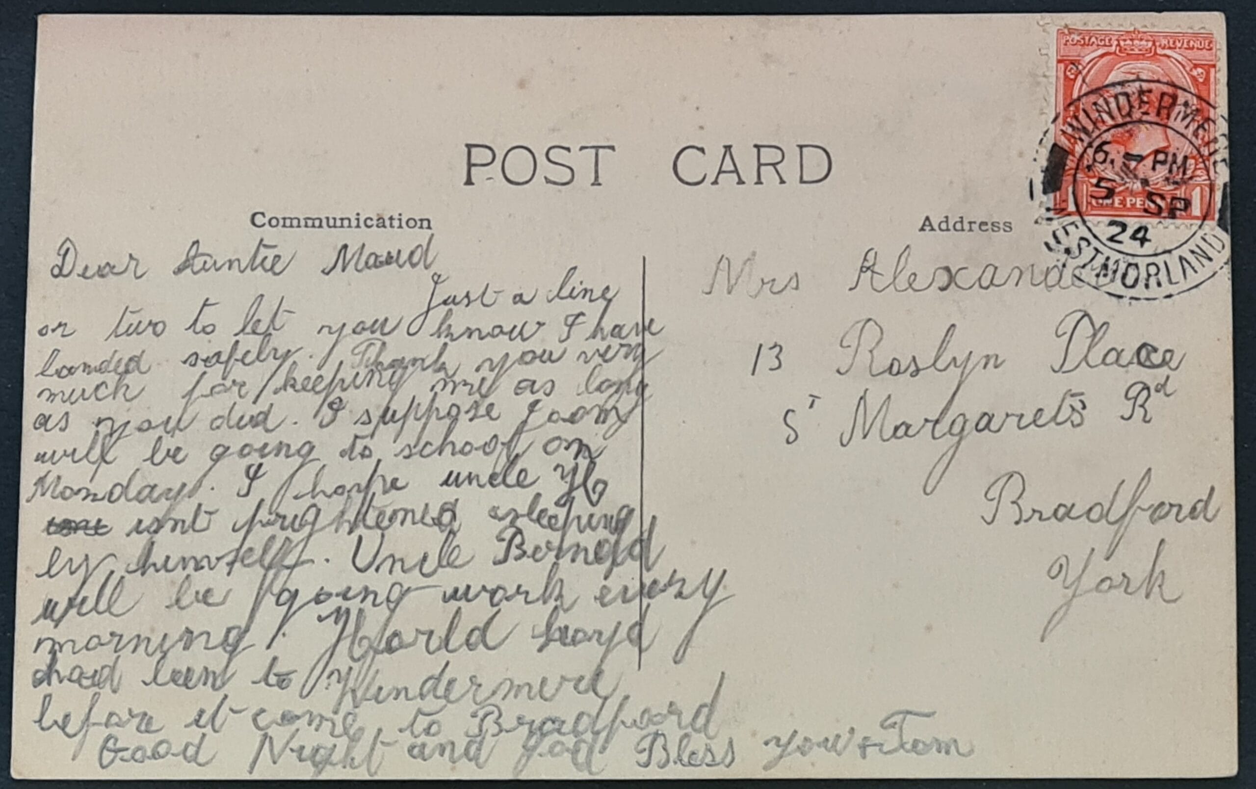 Great Britain POST CARD VIEW FROM ORREST HEAD. WINDERMERE. Used - Image 2