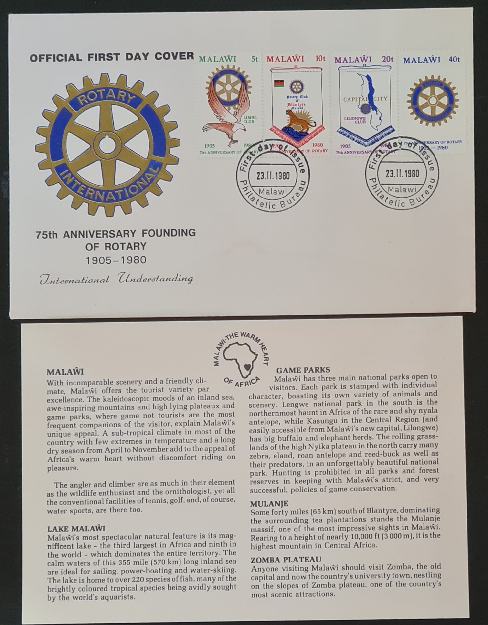 Malawi 1980 75th Anniversary of Rotary International' FDC