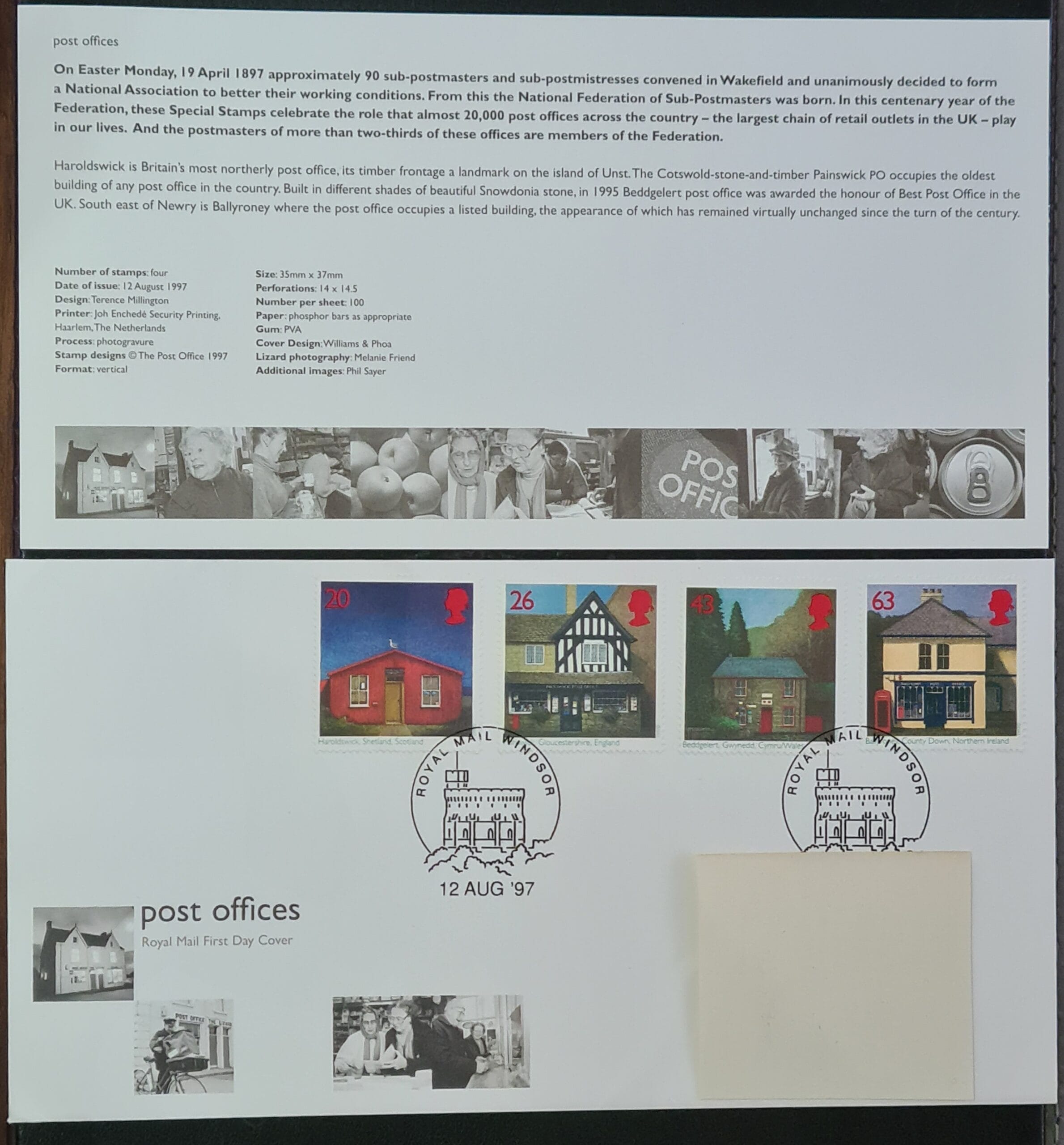 Great Britain First Day Cover 1997 'Post Offices' WINDSOR 12 August 1997