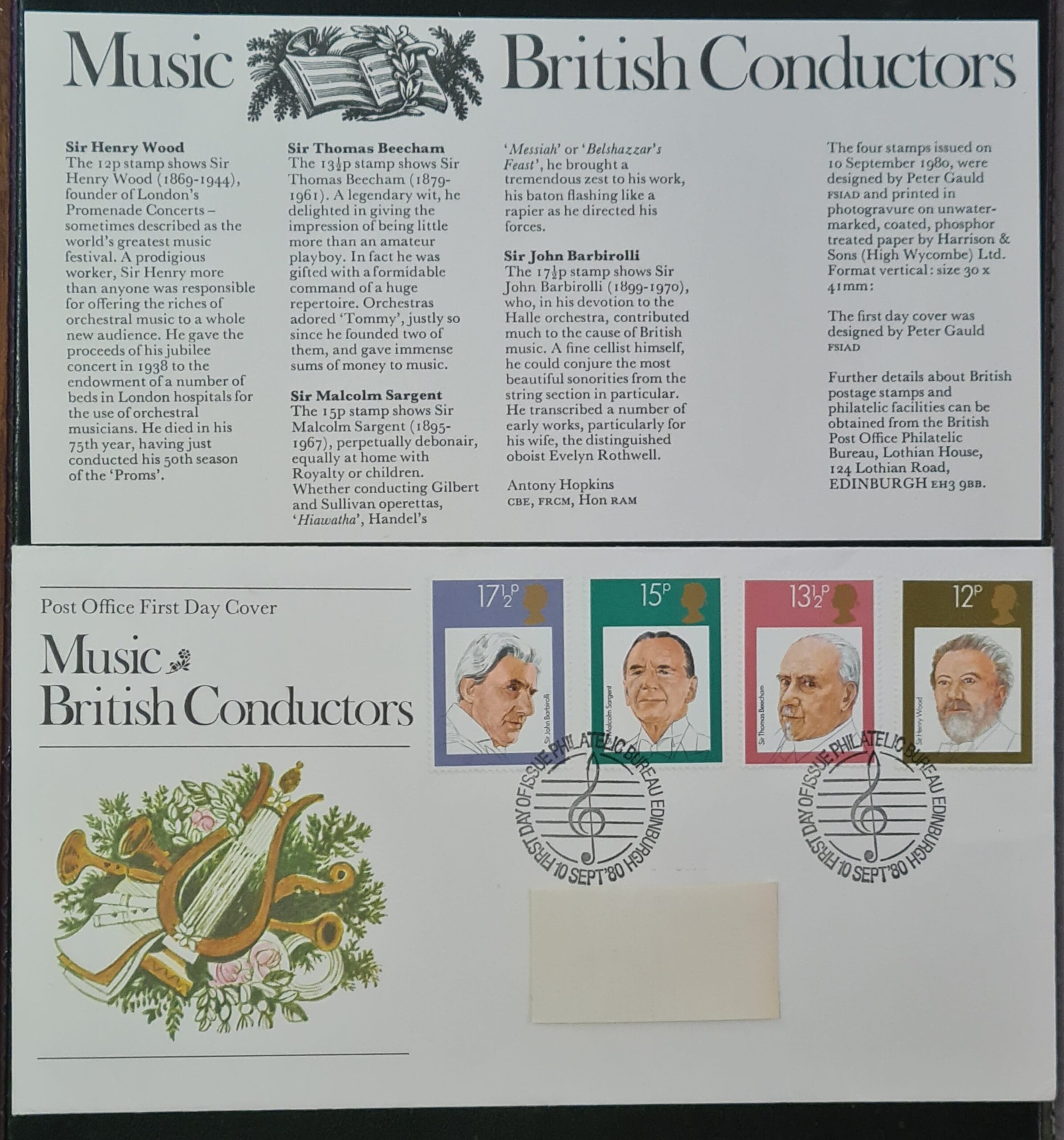 Great Britain First Day Cover 'Music British Conductors' 10SEP1980 EDINBURGH