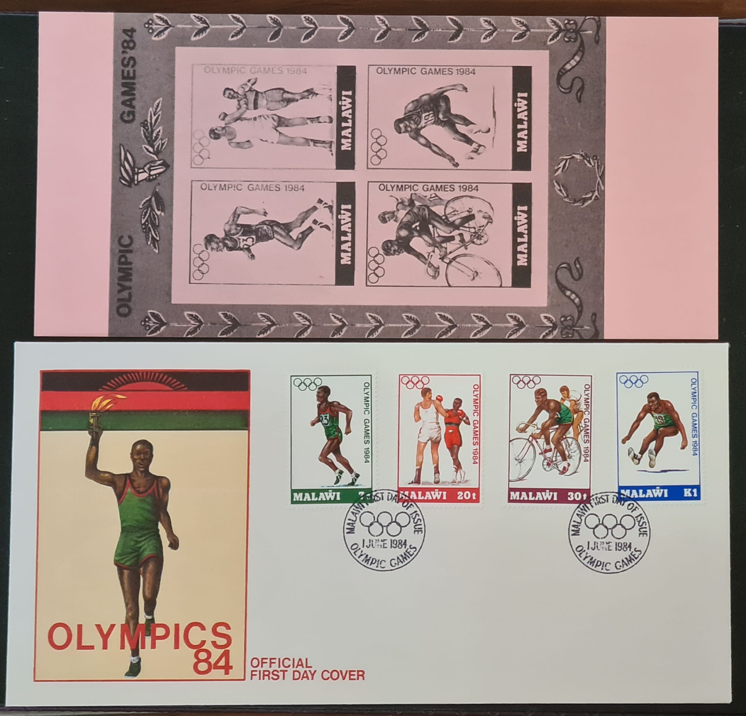 Malawi 1984 'Olympic Games' SG707/10 FDC 1/6/84