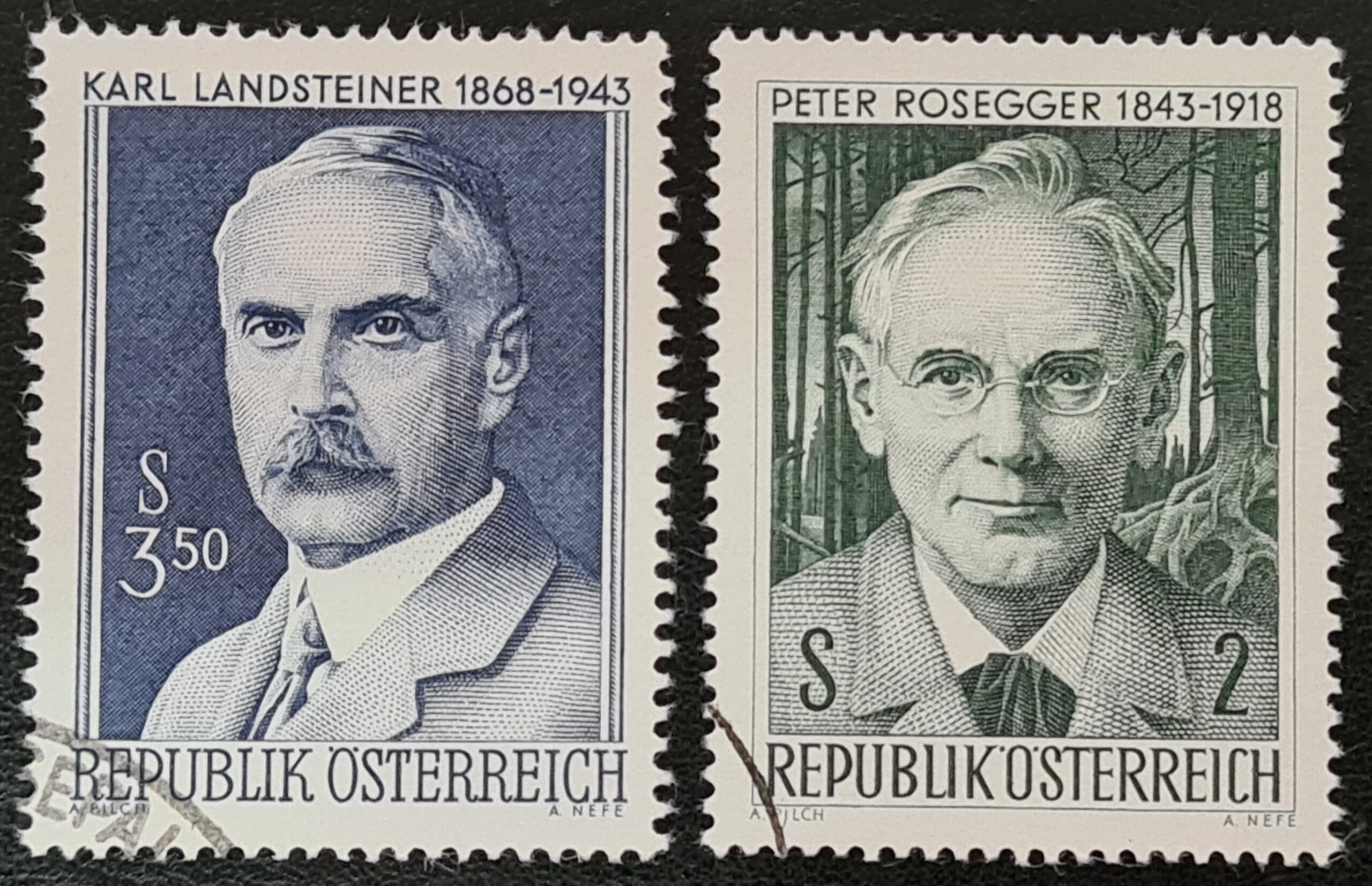 Austria 1968 'Dr Karl Landsteiner' & 'Peter Rosegger' SG1525/6 used