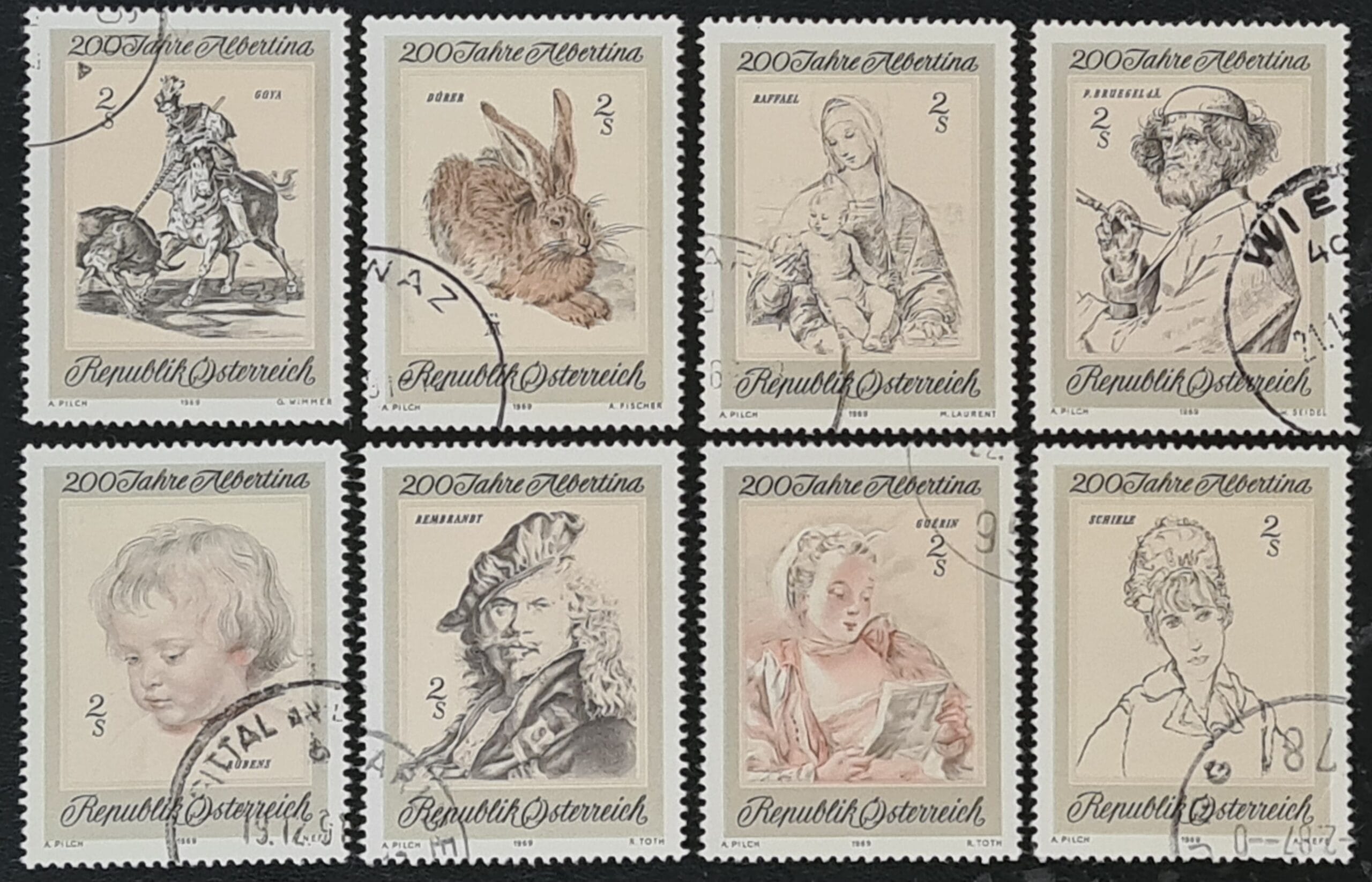 Austria 1969 'Art Collection' SG1559-1566 Set of 8 used