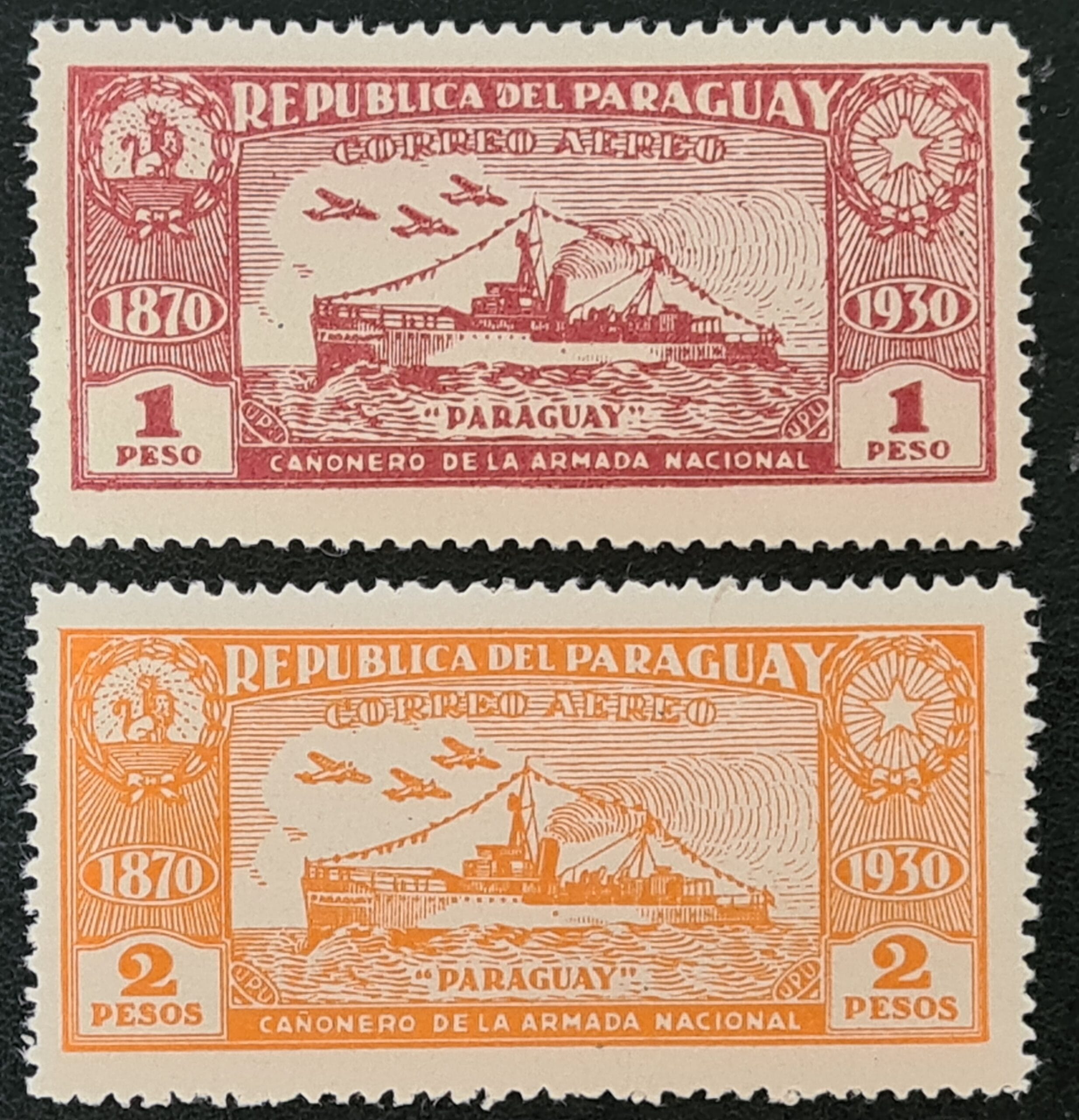 Paraguay 1931 'Air' SG397 1p red & SG399 2p orange LMM
