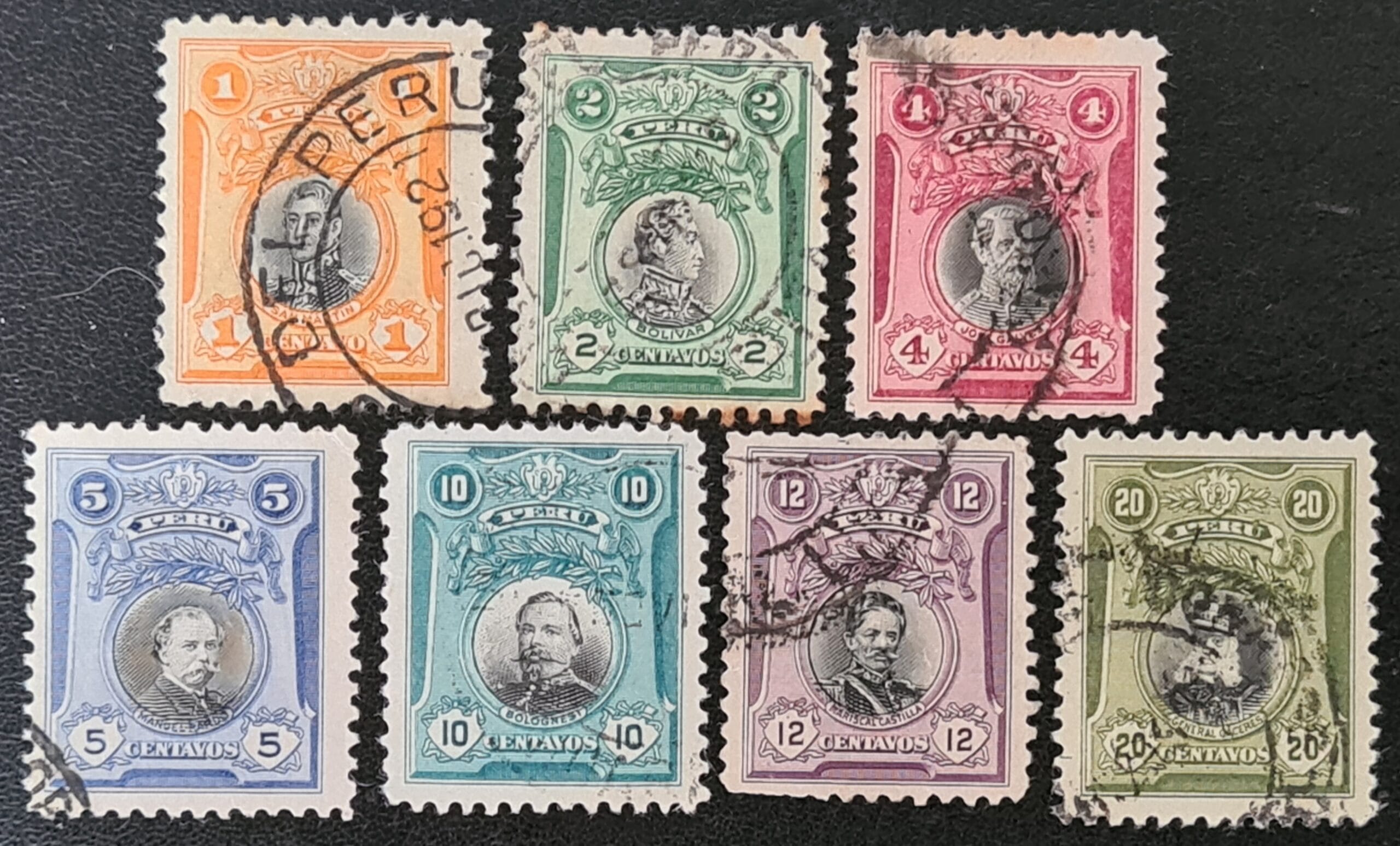 Peru 1918 'Portraits' SG406-413 Part Set Used Stamps