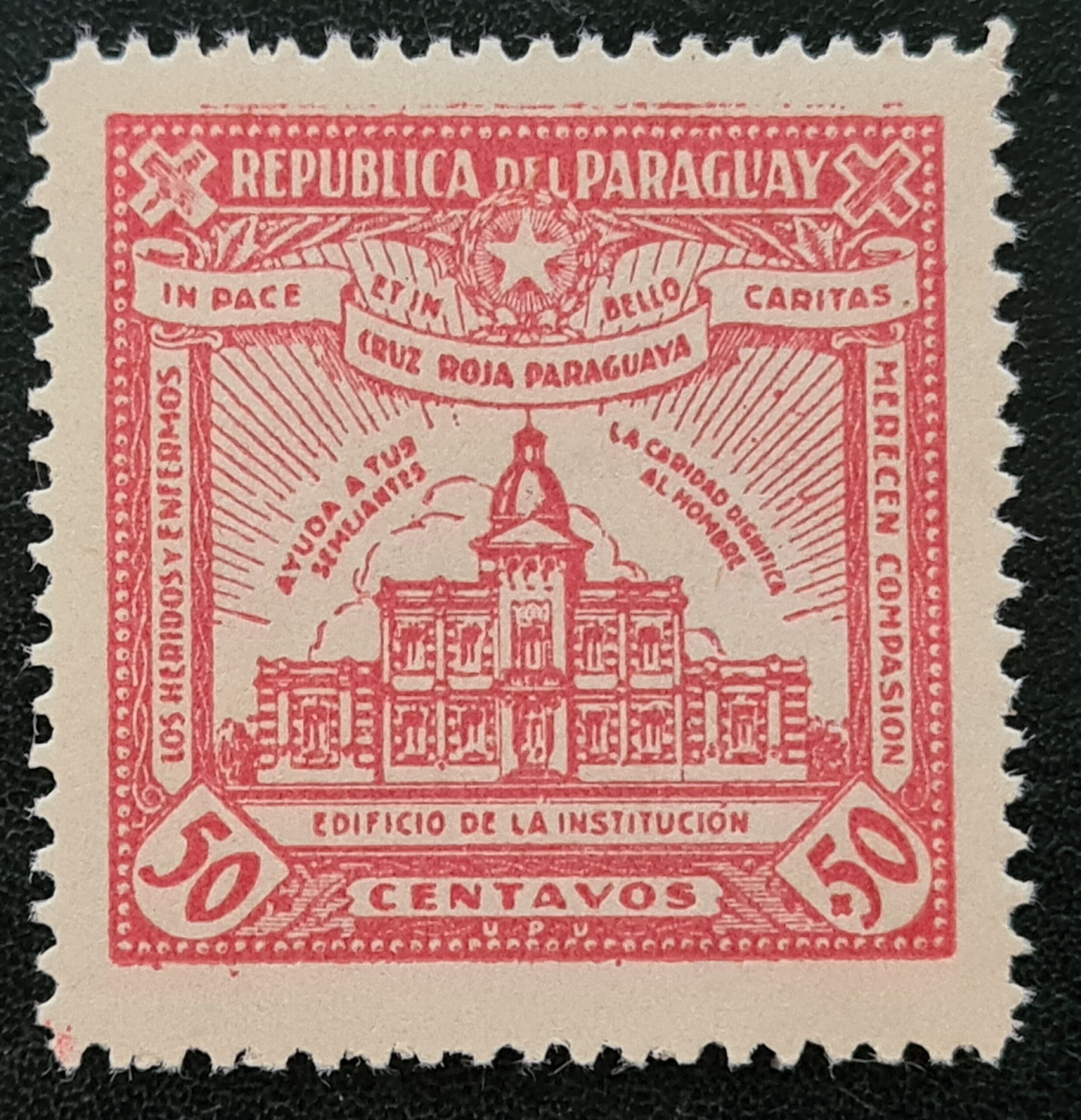 Paraguay 1932 'Red Cross Fund.' SG440 50c + 50c pink LMM