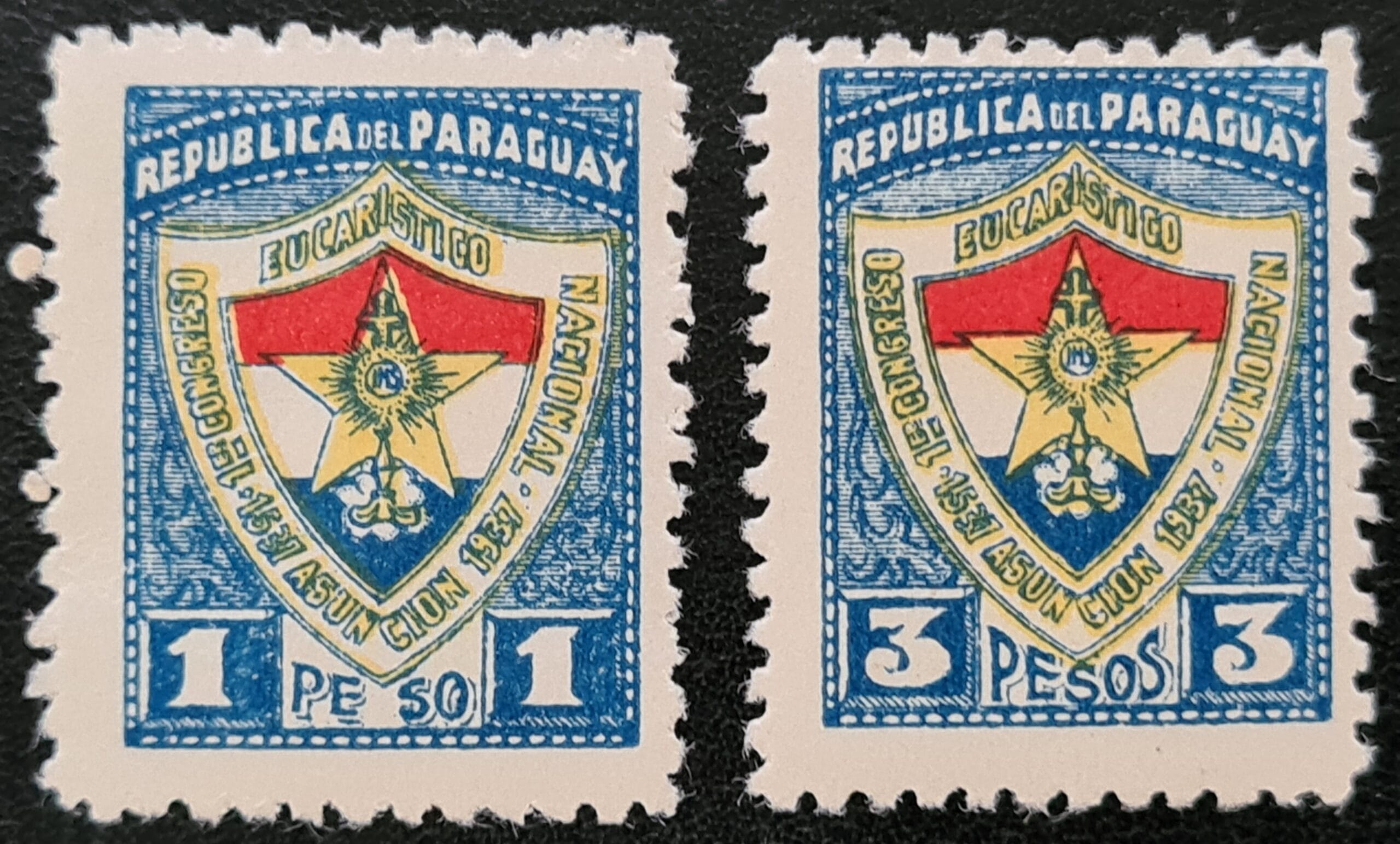 Paraguay 1937 '1st National Eucharistic Congress' SG496/7 Mounted Mint