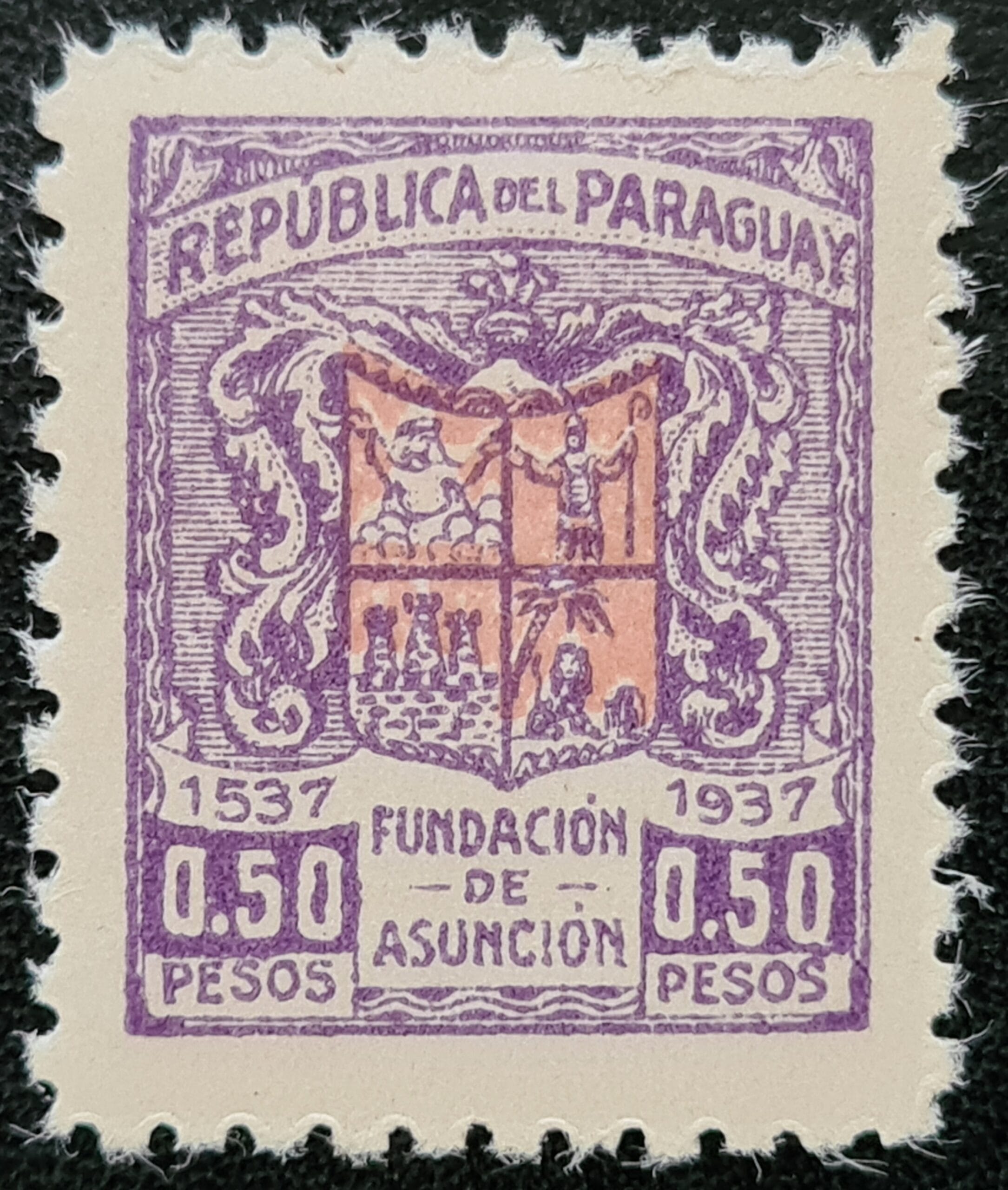 Paraguay 1937 '4th Centenary of Asuncion (1st issue)' SG491 50c Mounted Mint