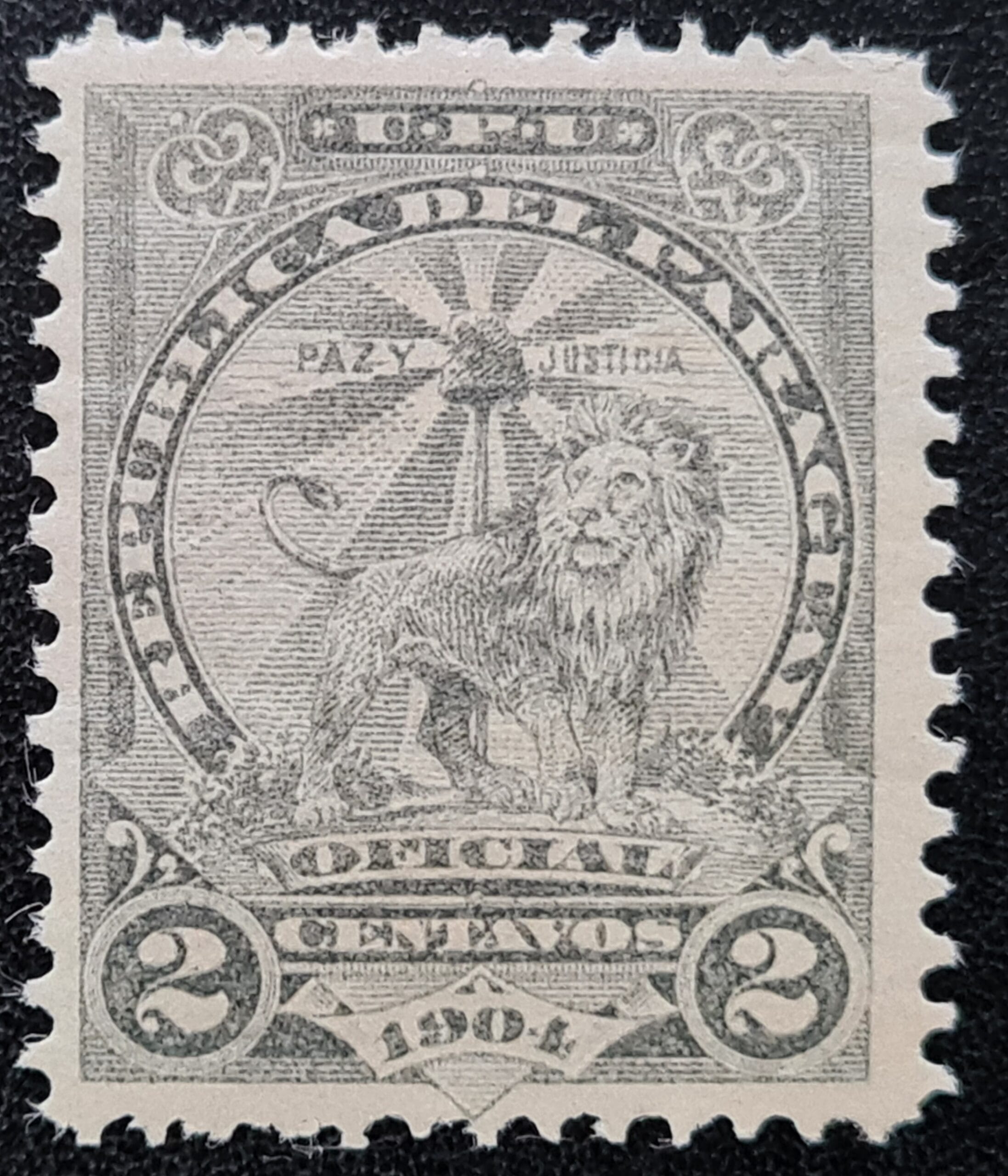 Paraguay 1904 'Official' SG O113 2c grey Mounted Mint Single Stamp