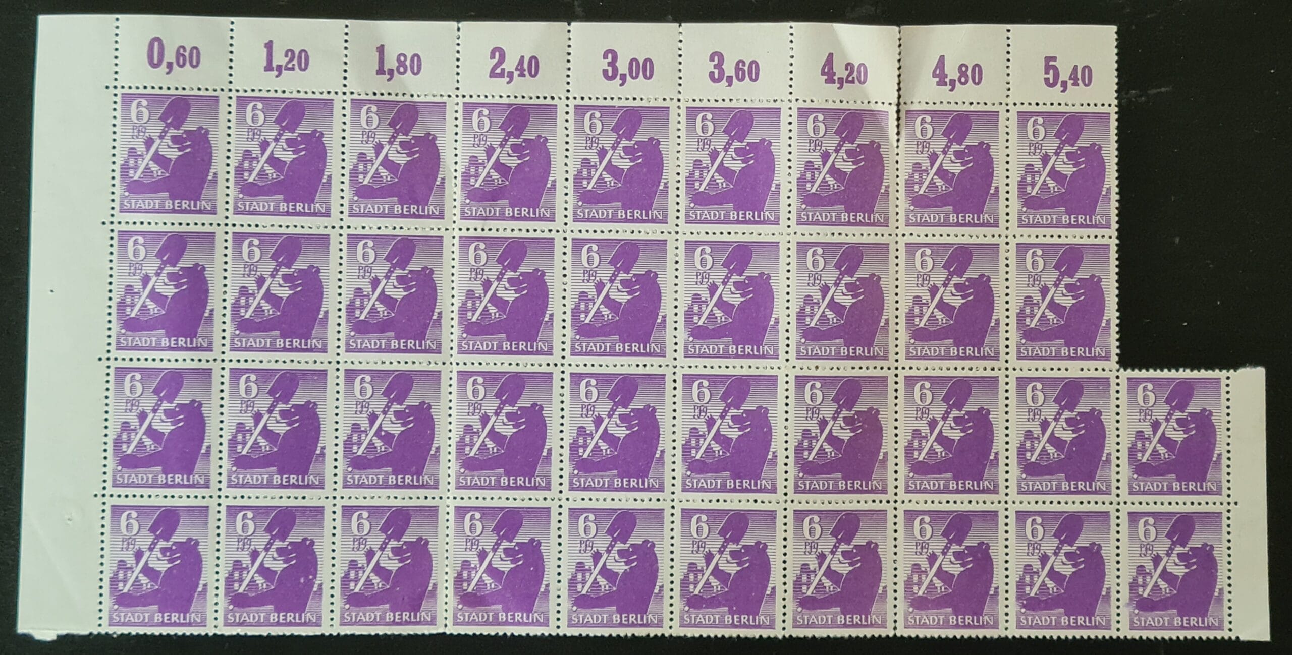 Soviet Zone (Allied. cast.) 2A wb Zt, Dry Rubber Tested Block MNH