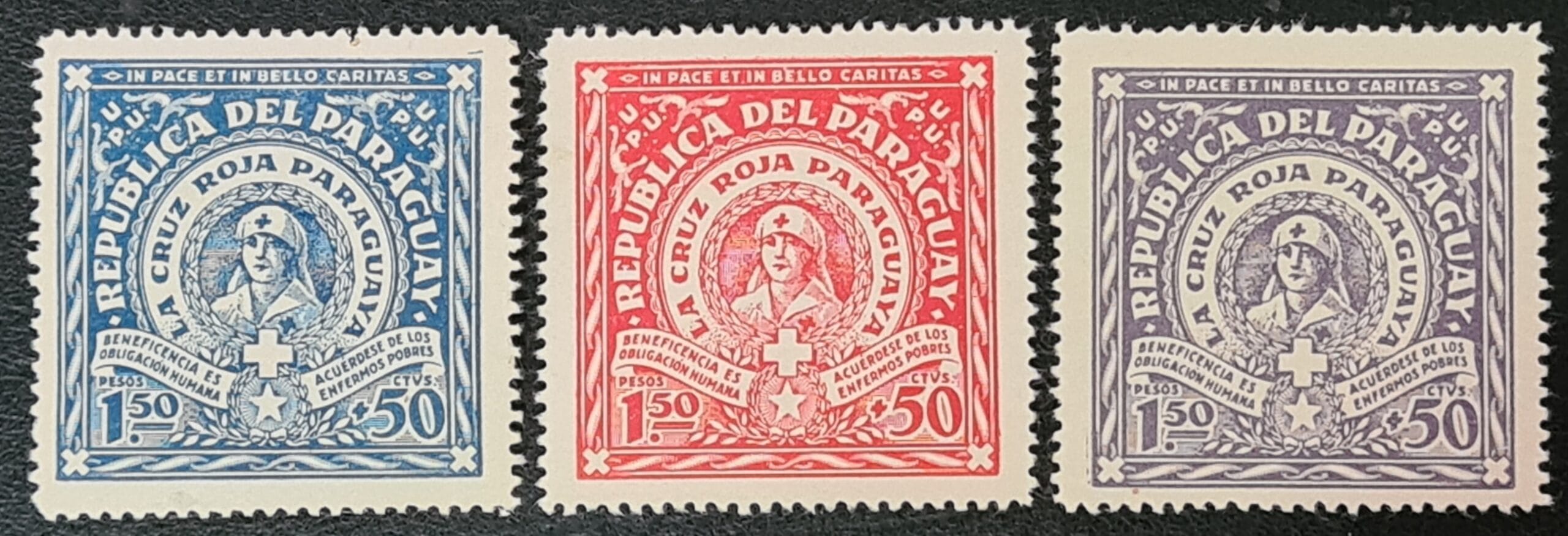 Paraguay 1930 'Red Cross Fund.' SG383/5 Set of 3 Mounted Mint