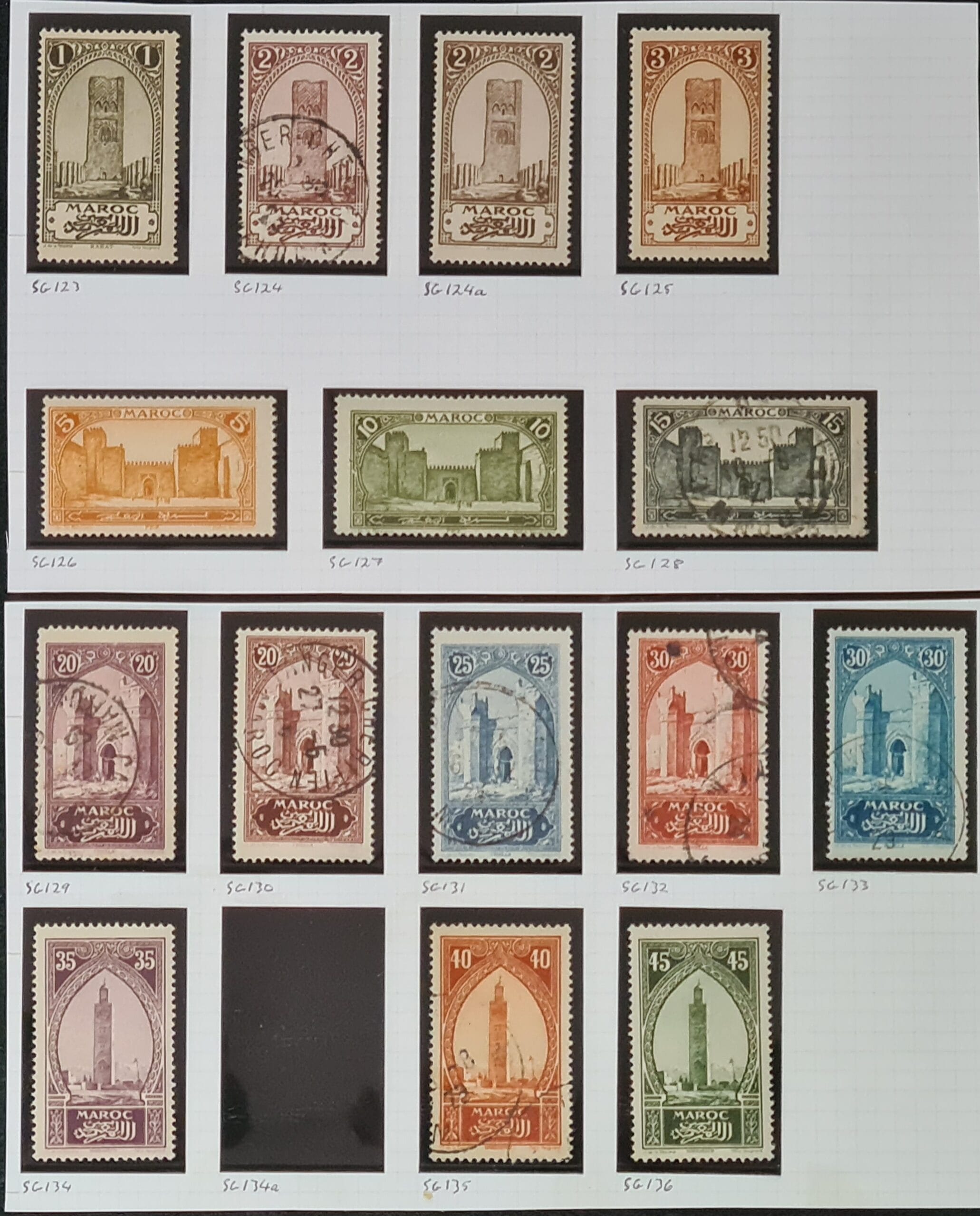 French Morocco 1917 SG123-136 Mixed Used & Unused Stamps