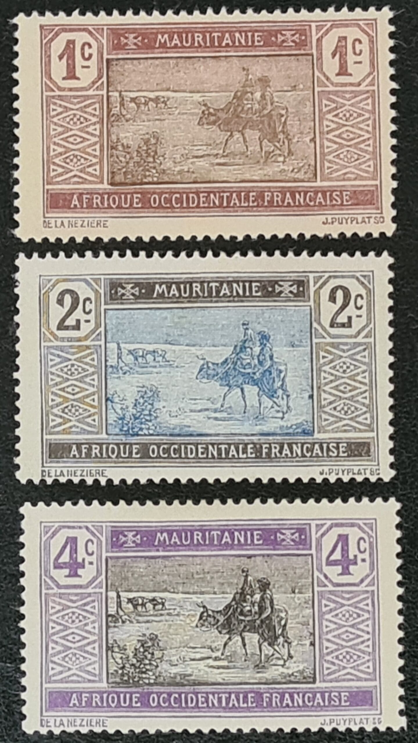 French Mauritania 1913 SG18-20 Part Set of 3 Mounted Mint Stamps