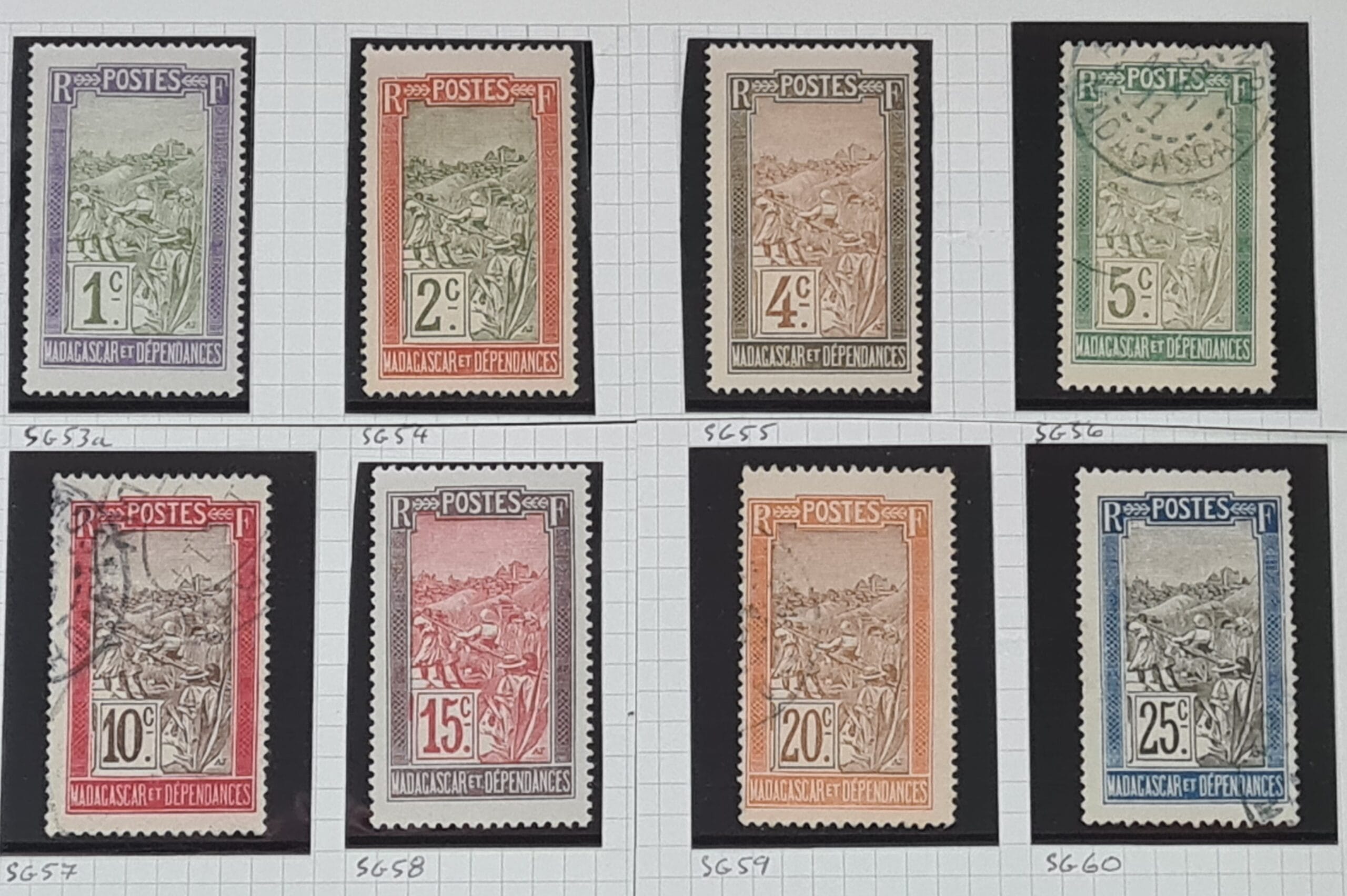 French Madagascar 1908 SG53a-60 Part Set of 8 Used/Unused Stamps
