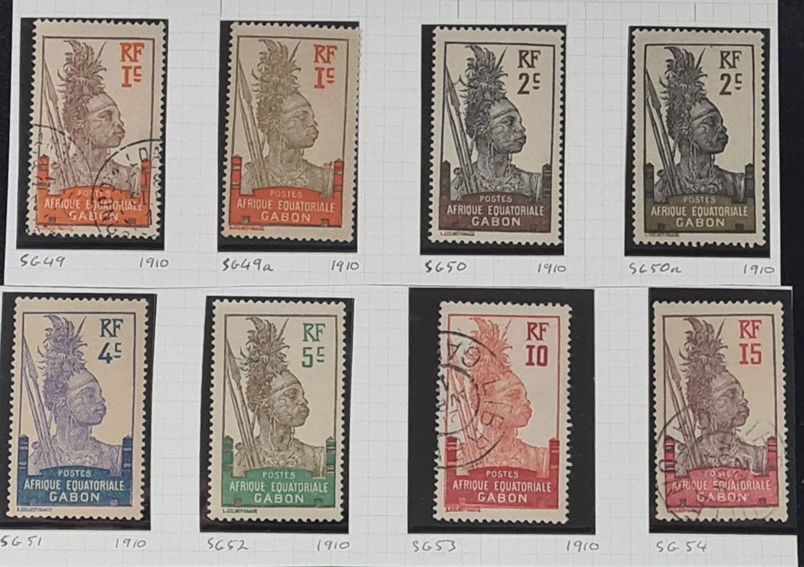 French Gabon 1910 SG49-54 Part Set Used/Unused Stamps