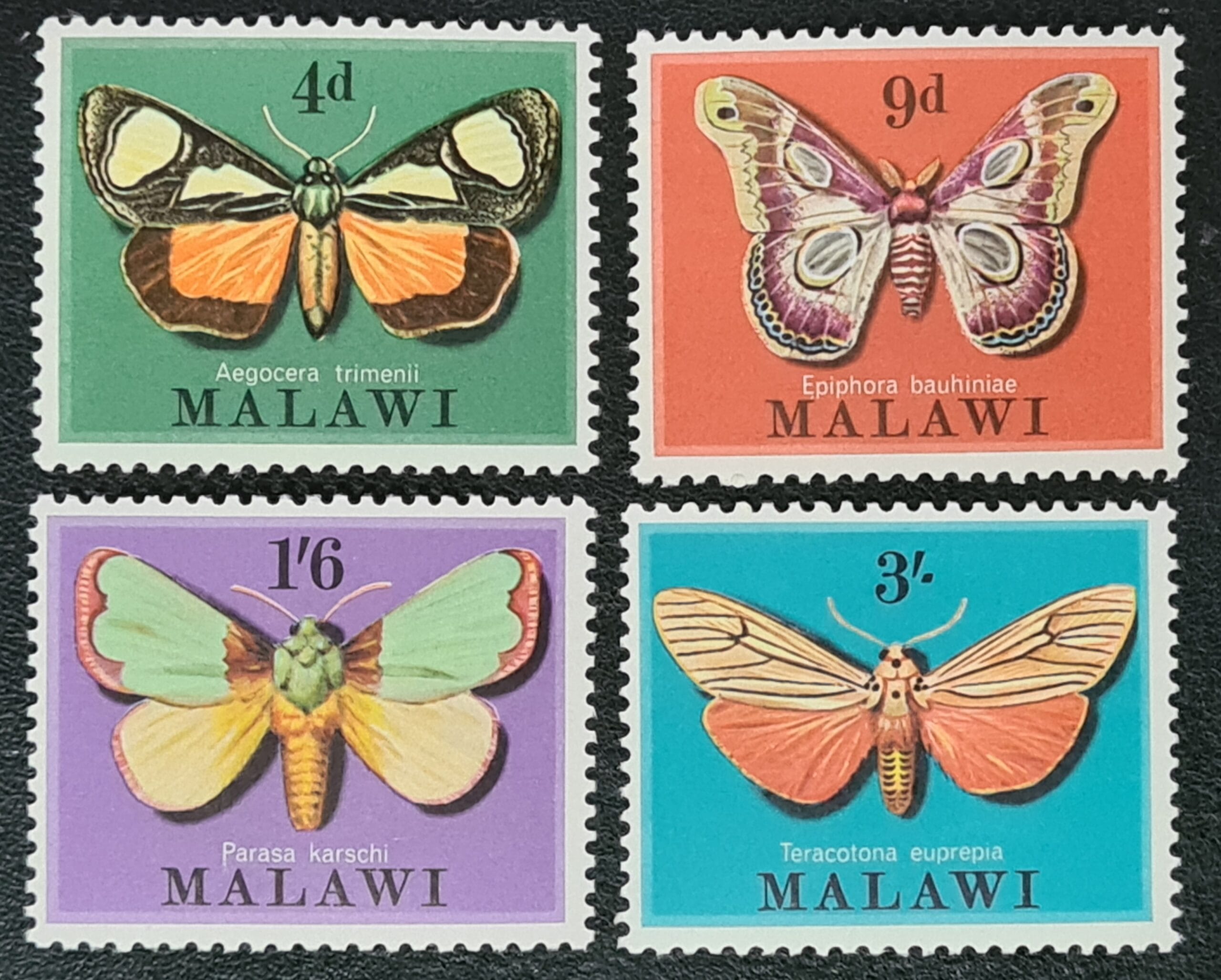 Malawi 1970 'Moths.' SG358-361 Set of 4 MNH