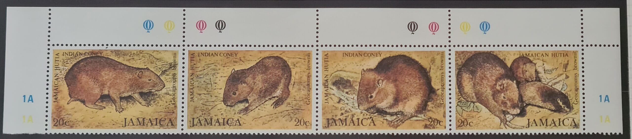 Jamaica 1981 'Brown's Hutia' SG516-519 Strip of 4 MNH