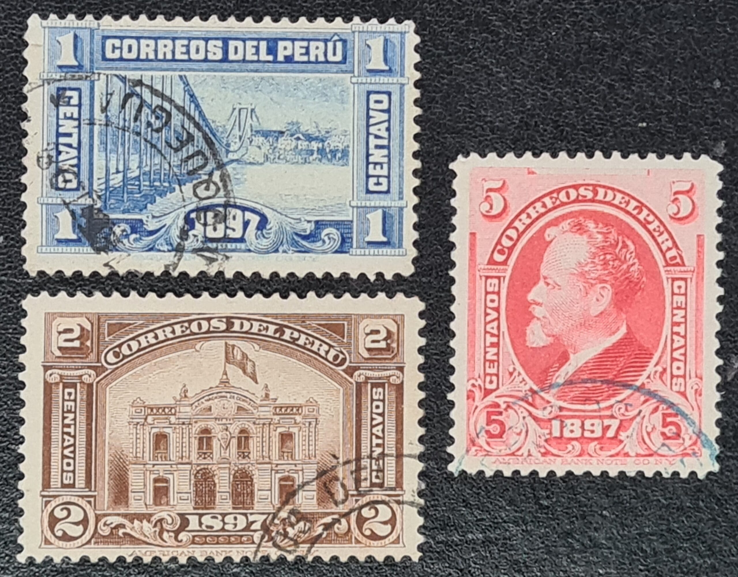 Peru 1897 'New Postal Building' SG349-351 Set of 3 used