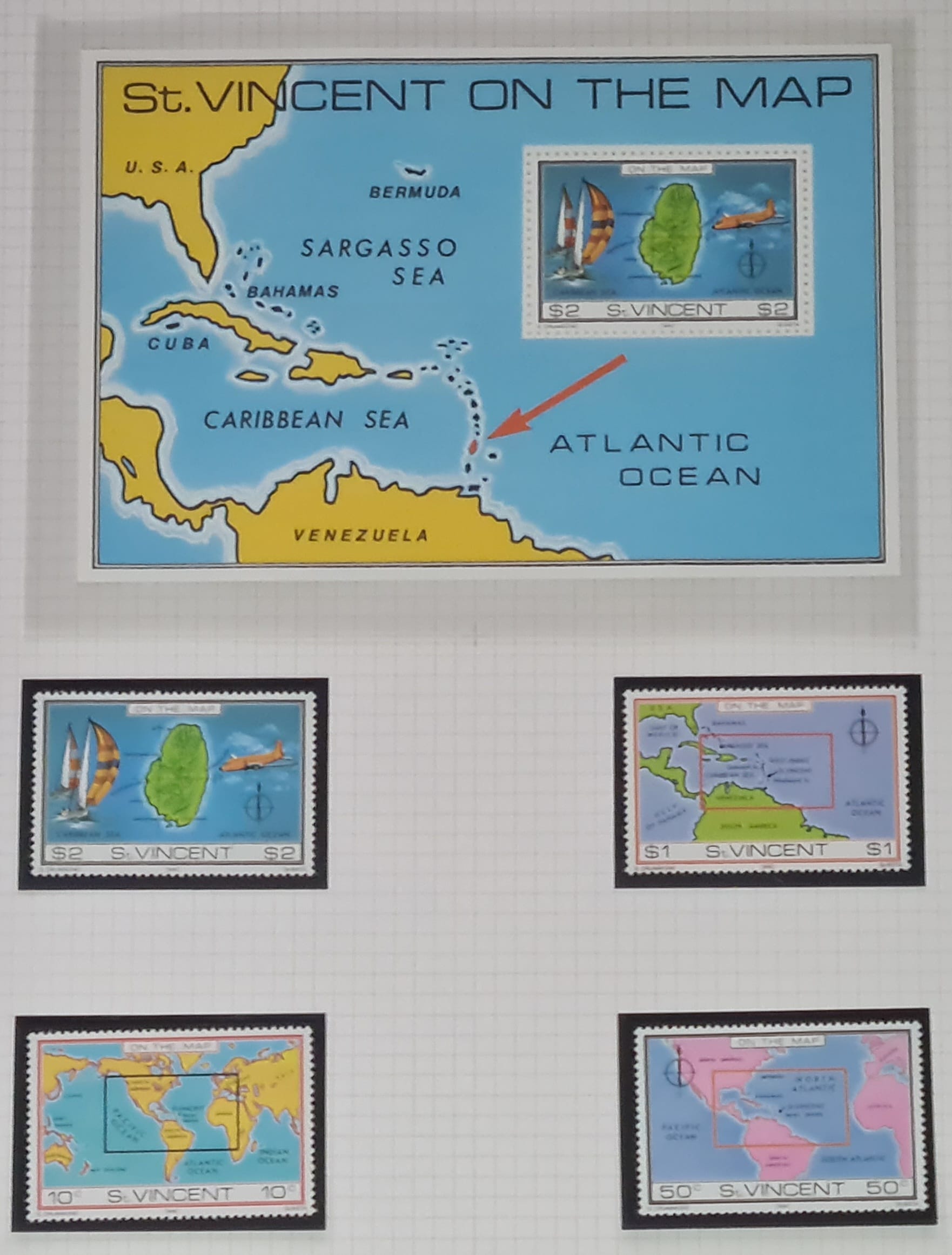 St. Vincent 1980 'On the Map' SG651-654 MS655 MNH