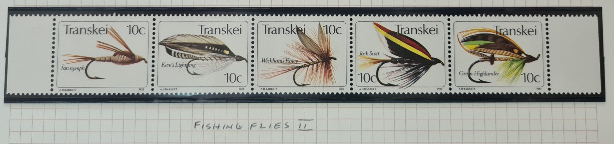 Transkei 1981 'Fishing Flies (2nd Series)' SG88-91 Strip of 5 MNH