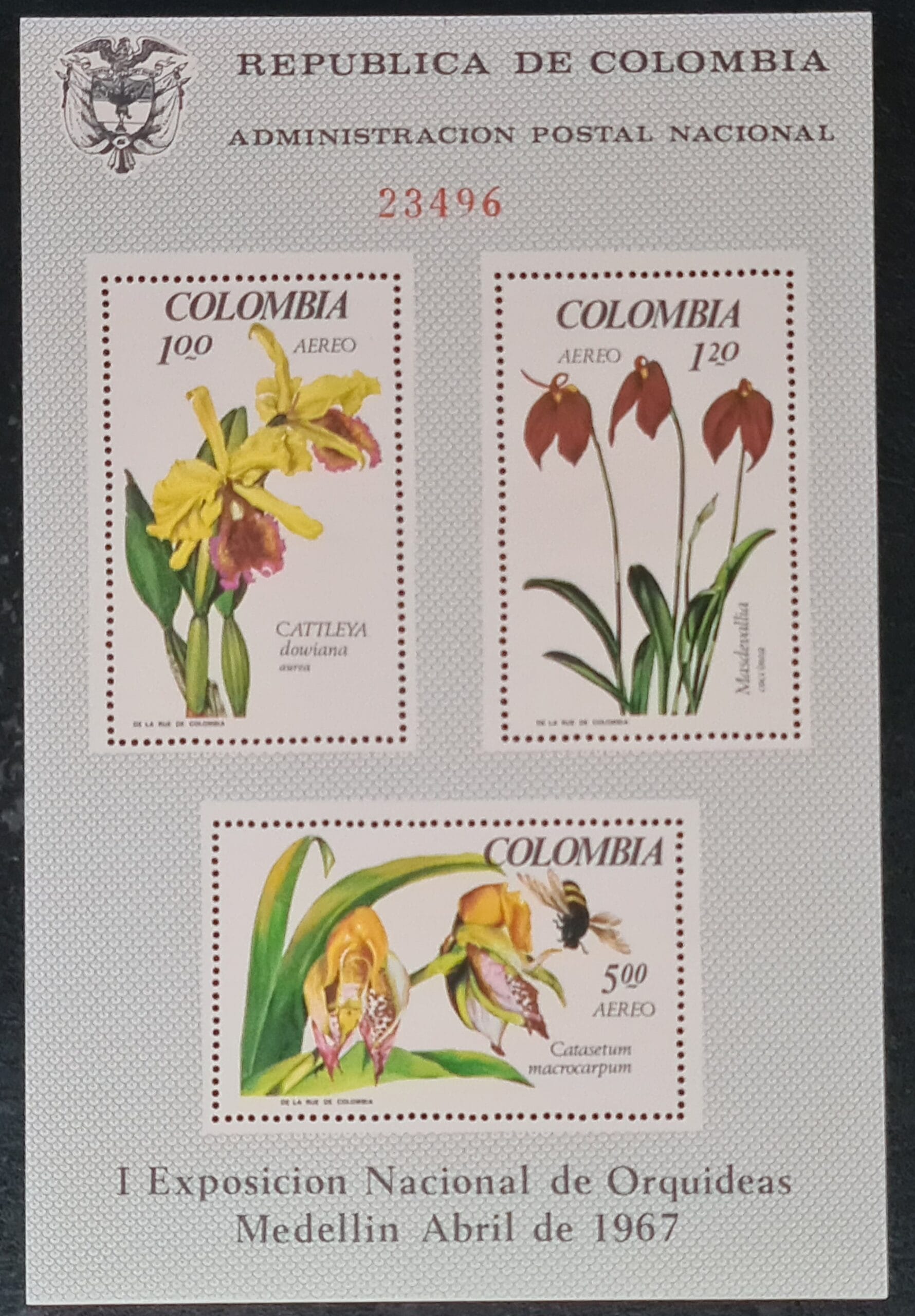 Colombia 1967 'National Orchid Congress' MS1197 MNH