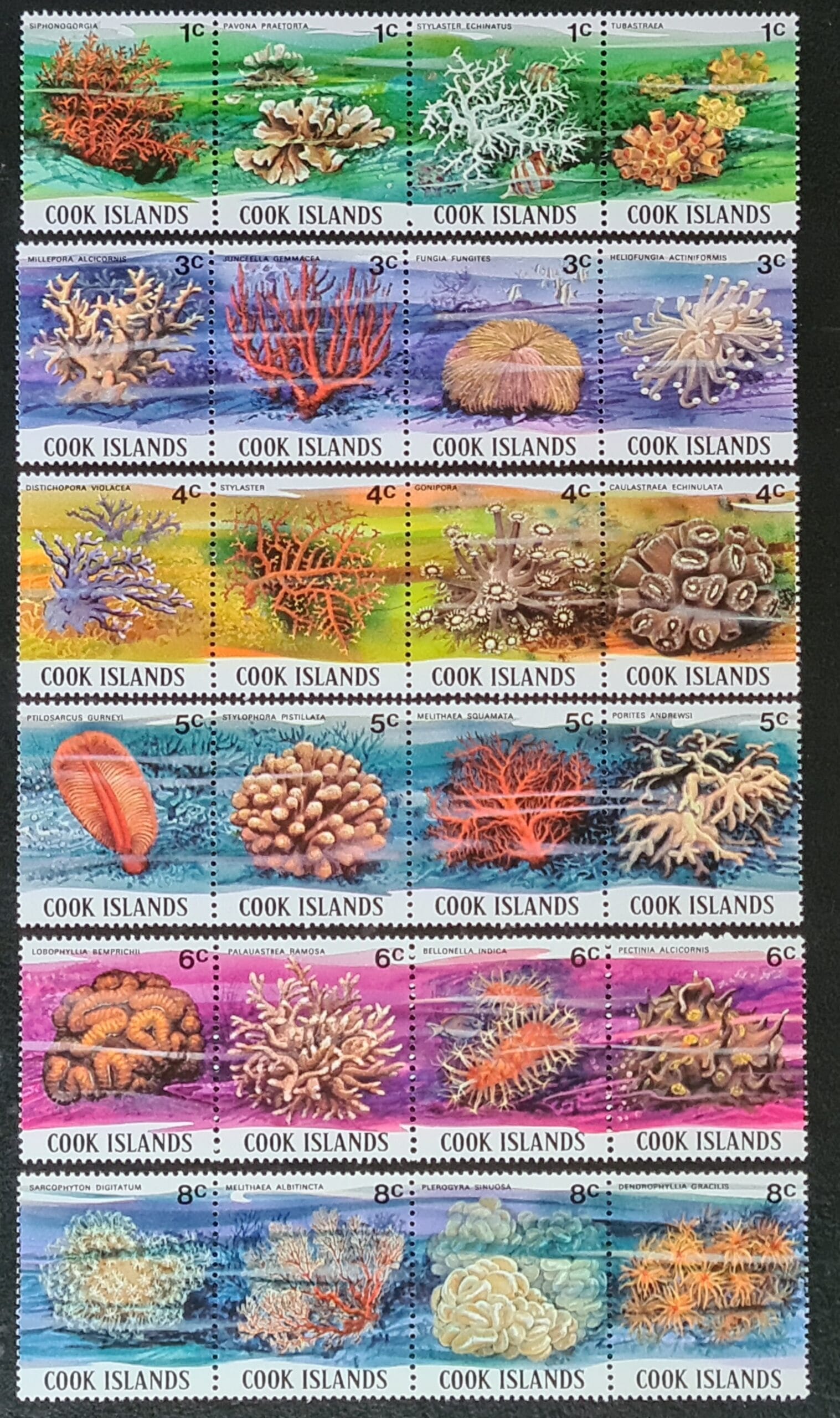 Cook Islands 1980 'Corals 1st Series' SG713-736 Part Set Strips of 4 MNH