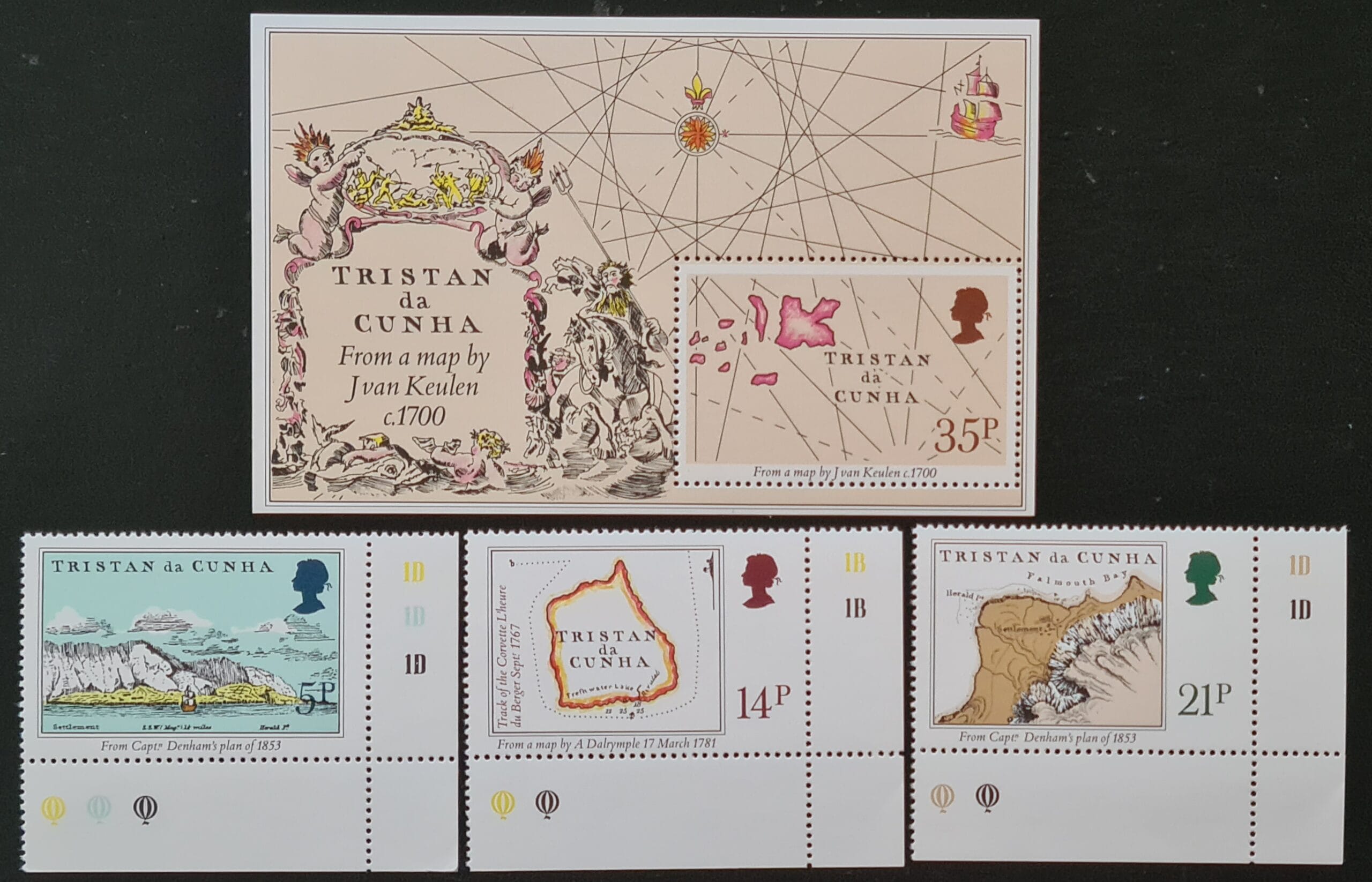 Tristan da Cunha 1981 'Early Maps.' SG304-306 MS307 MNH