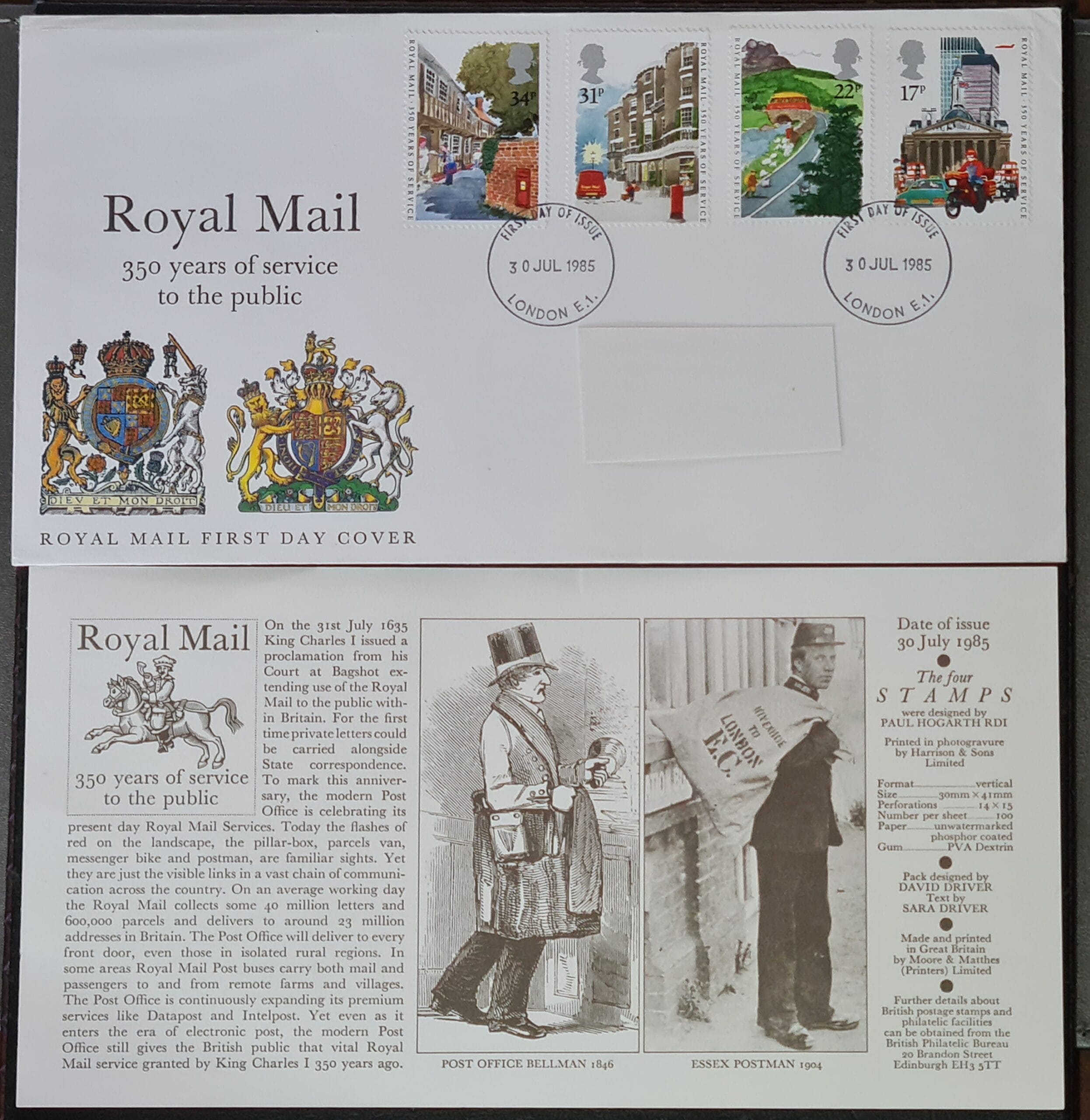 Great Britain First Day Cover 1985 'ROYAL MAIL SERVICE' 30JUL1985 LONDON