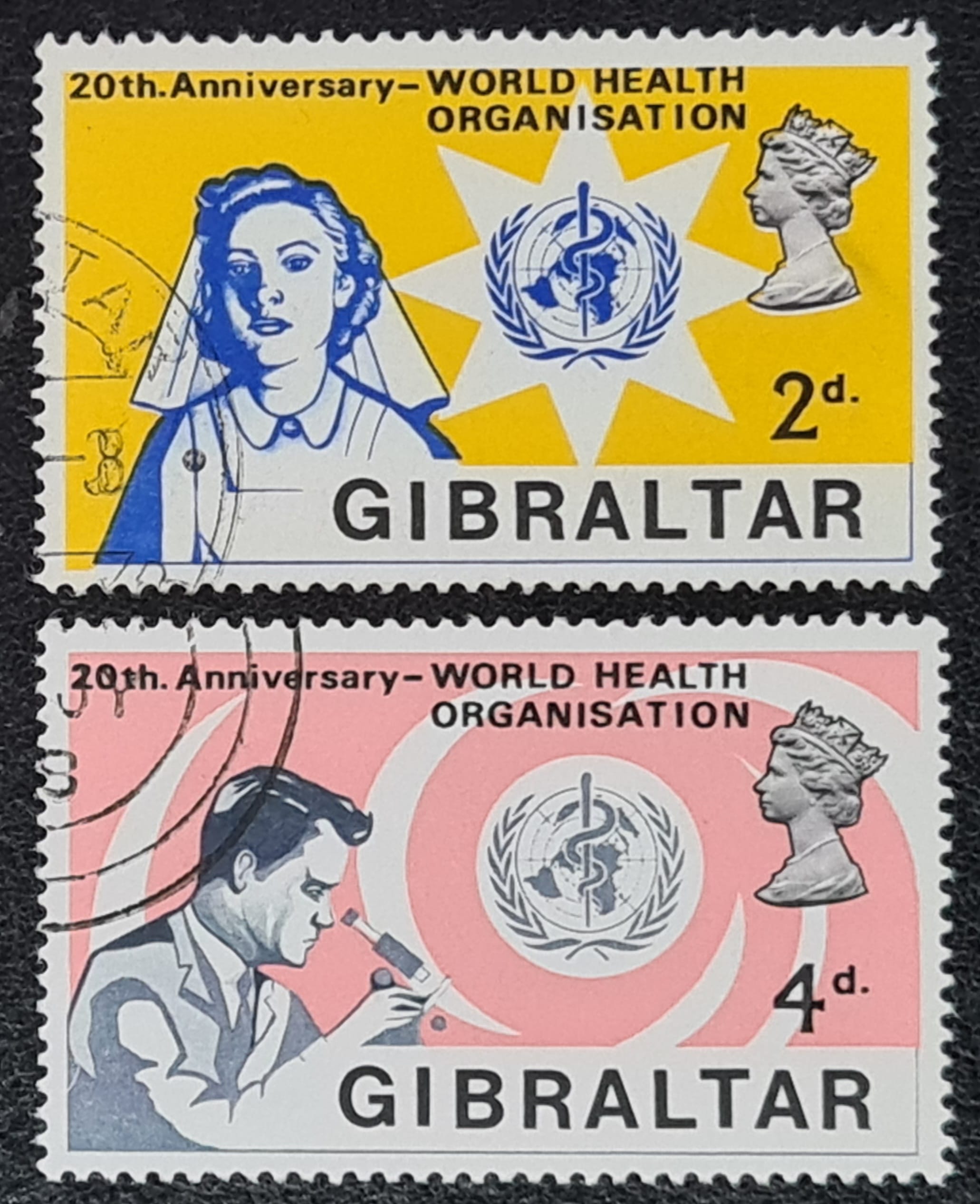 Gibraltar 1968 'W.H.O.' SG227/8 Set of 2 used