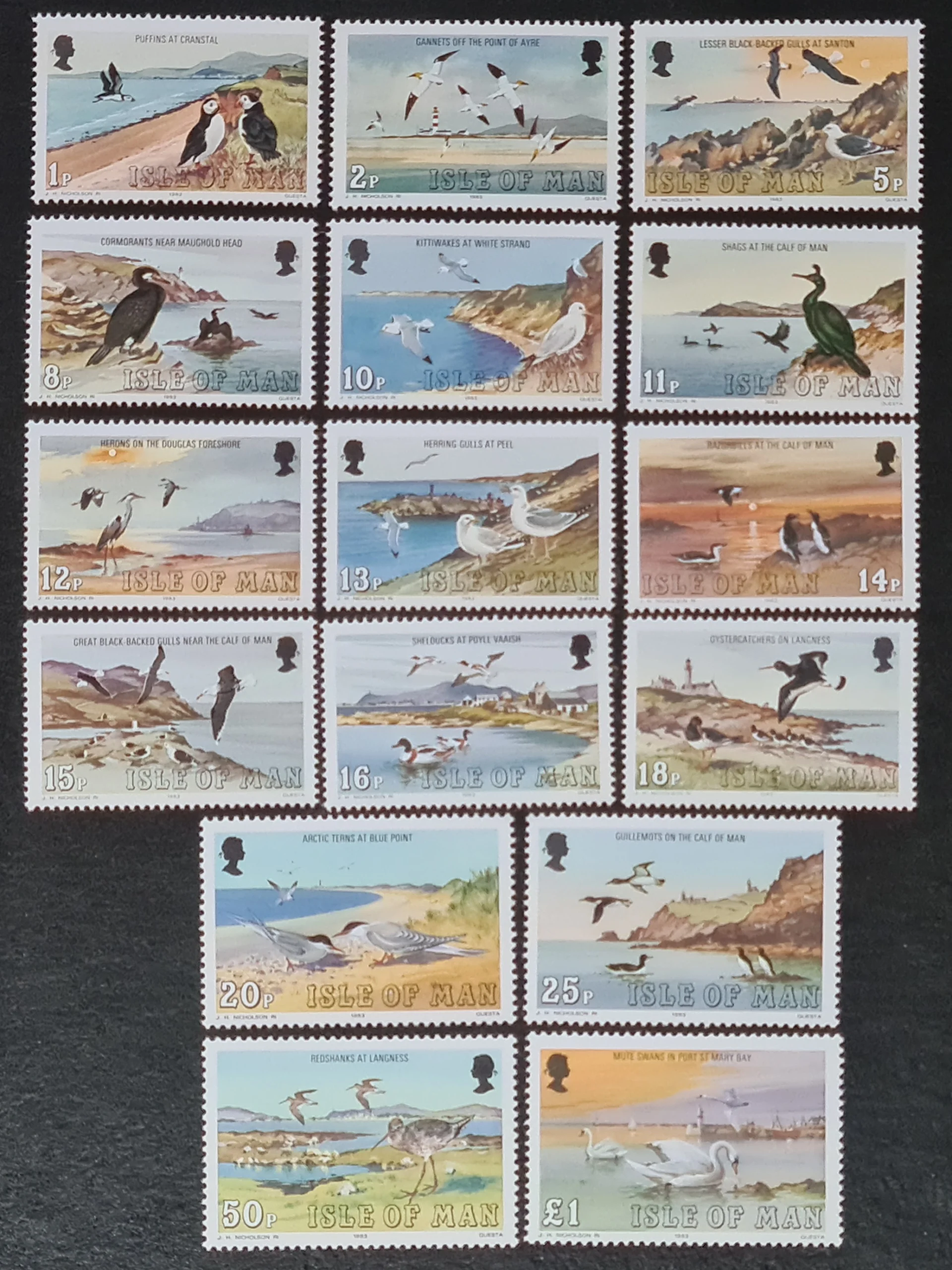 Isle of Man 1983 'Sea Birds' SG232-247 MNH