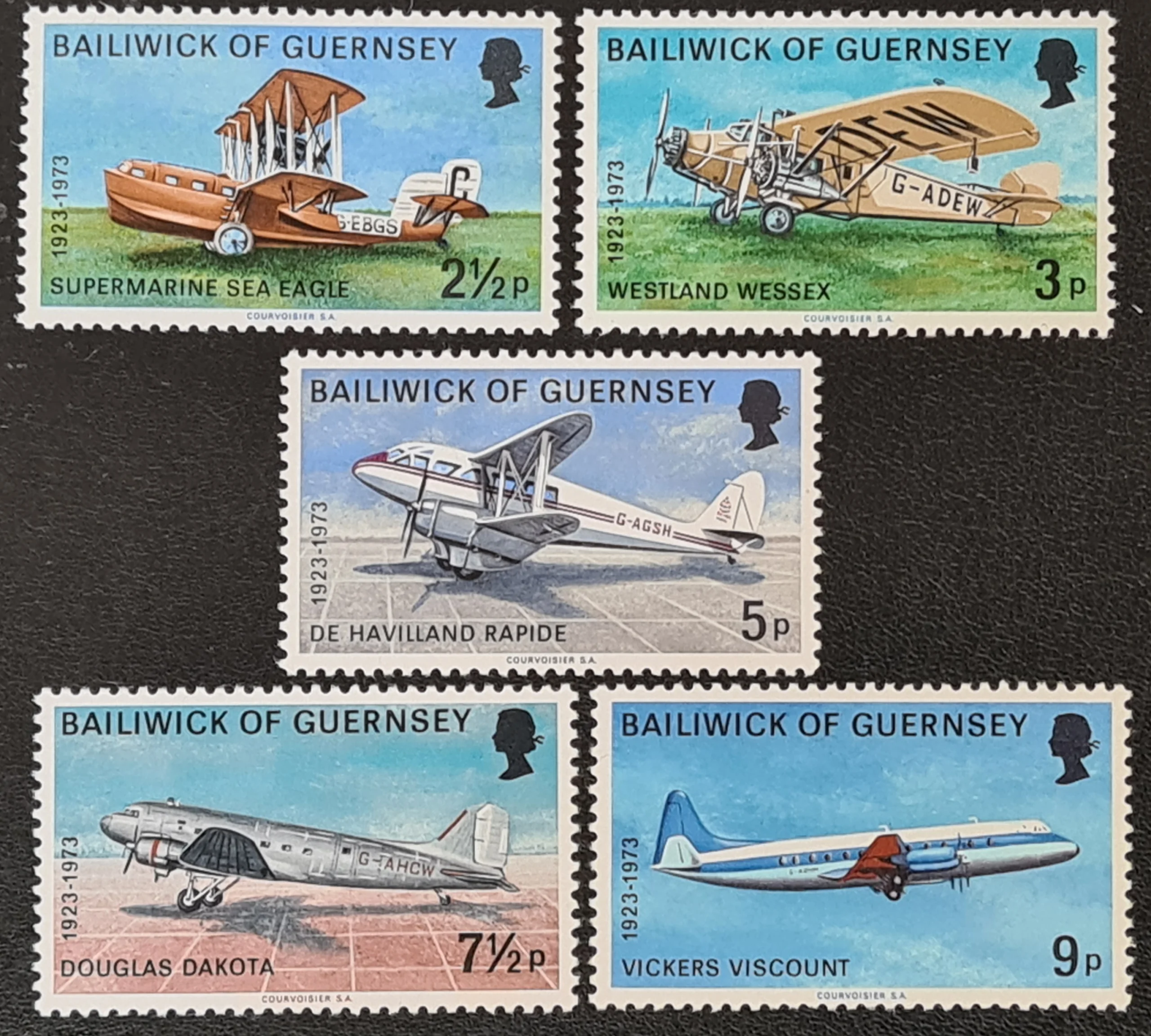 Guernsey 1973 'The First Regular Air Service' SG84-88 MNH